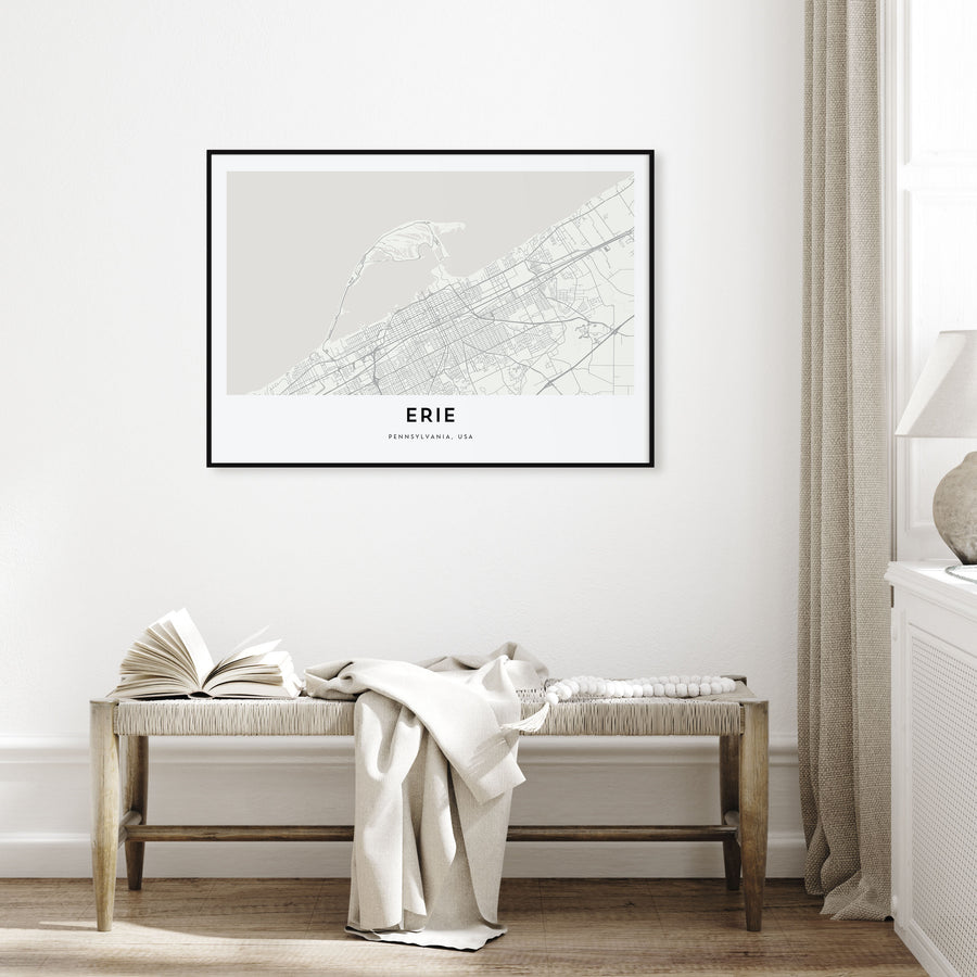 Erie Map Landscape Poster