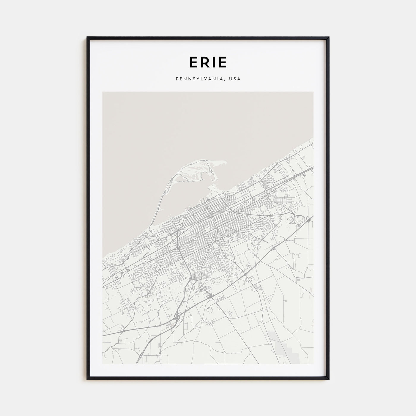 Erie Map Portrait Poster