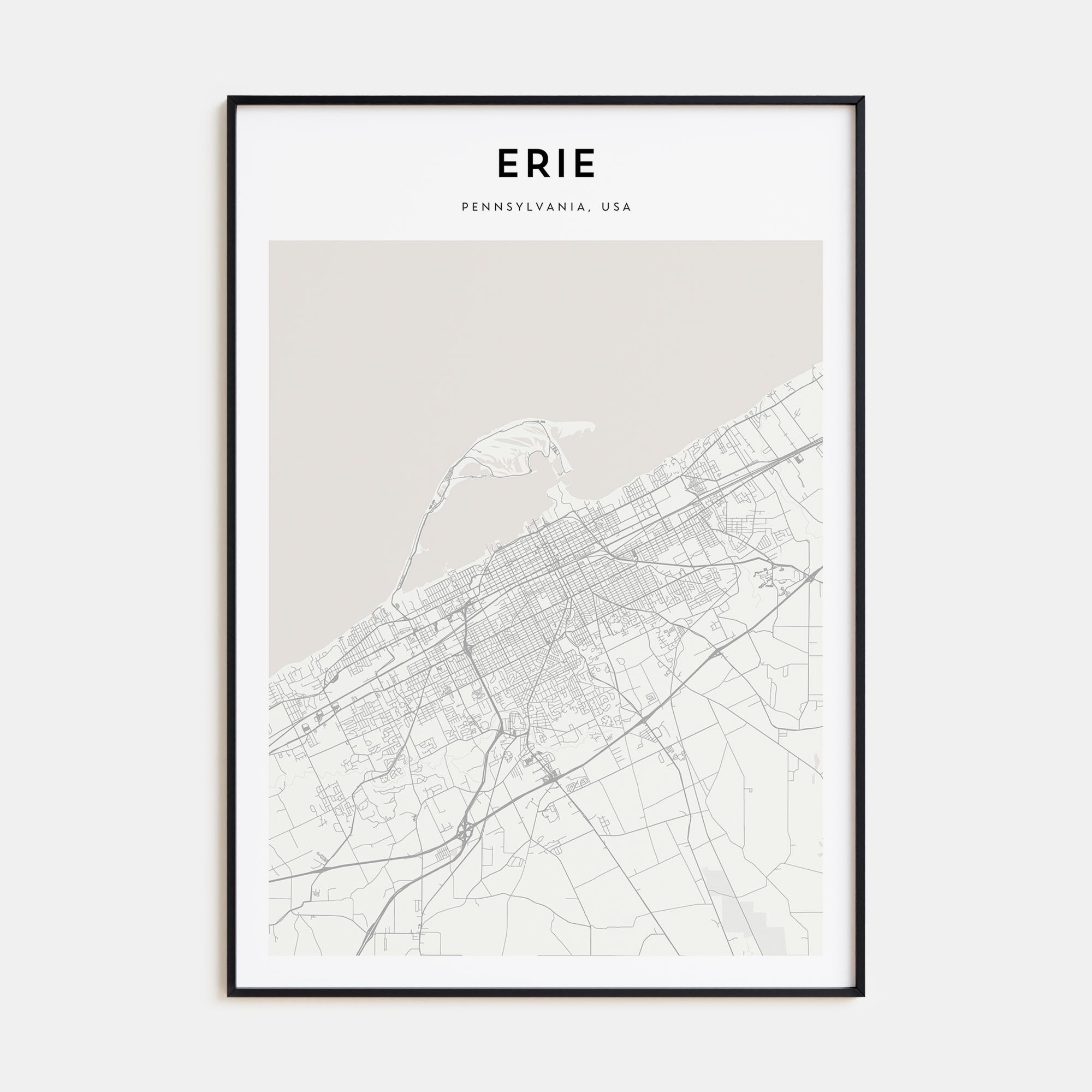 Erie Map Portrait Poster