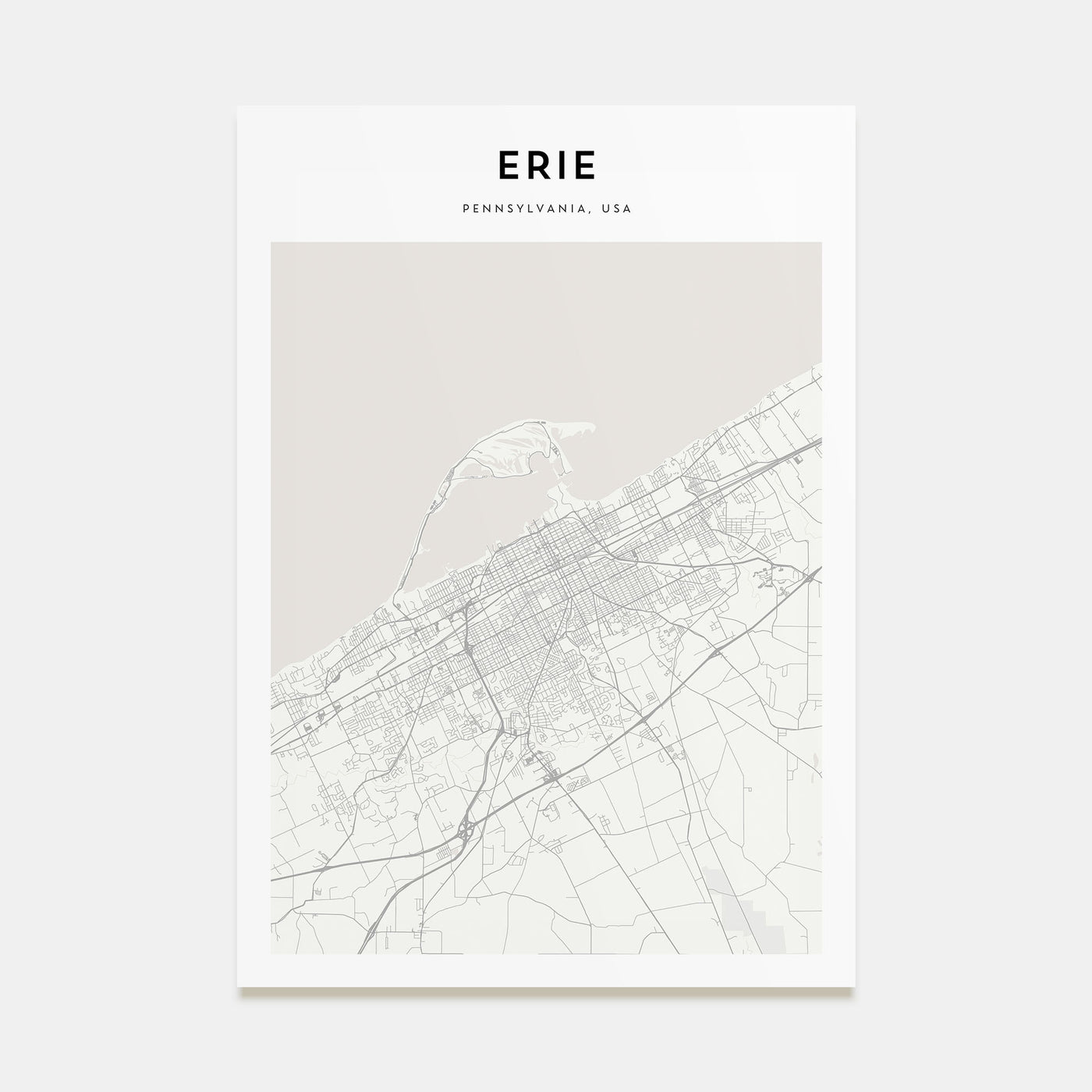 Erie Map Portrait Poster