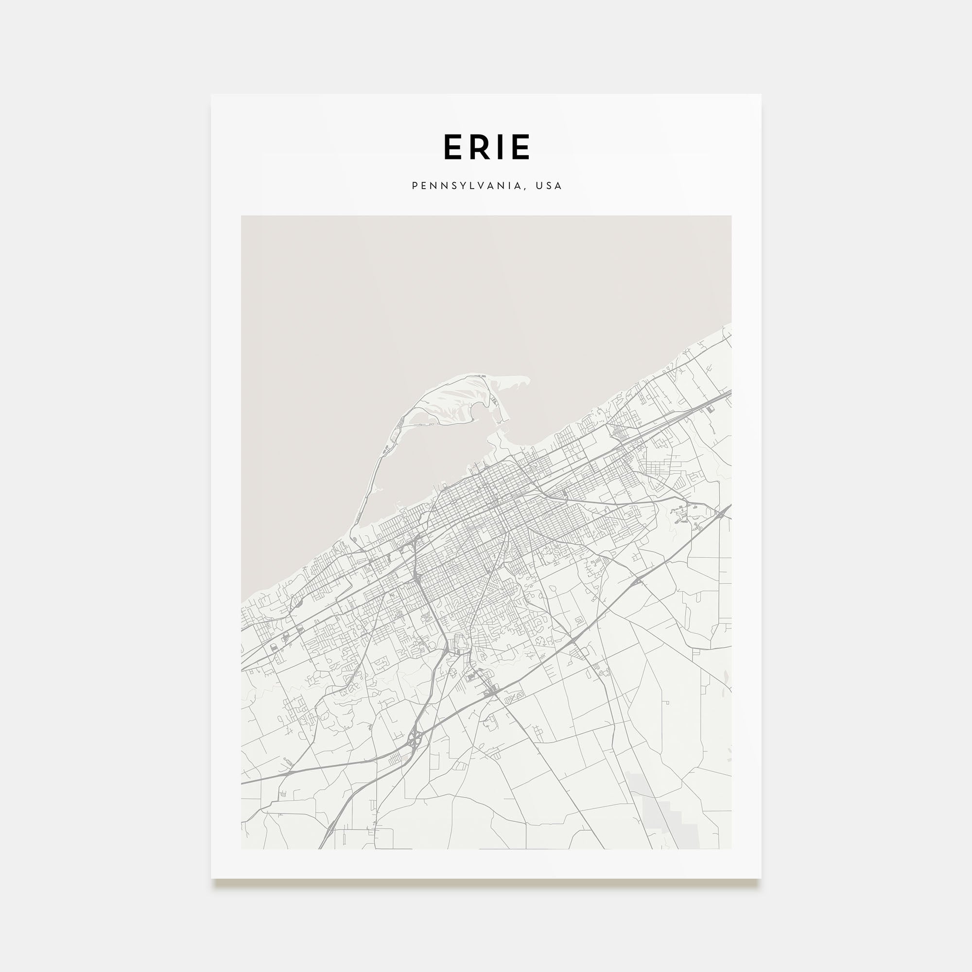 Erie Map Portrait Poster