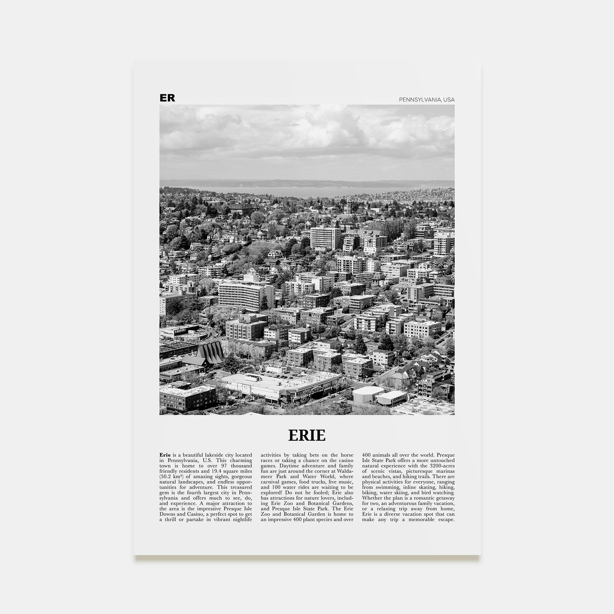 Erie Travel B&W Poster