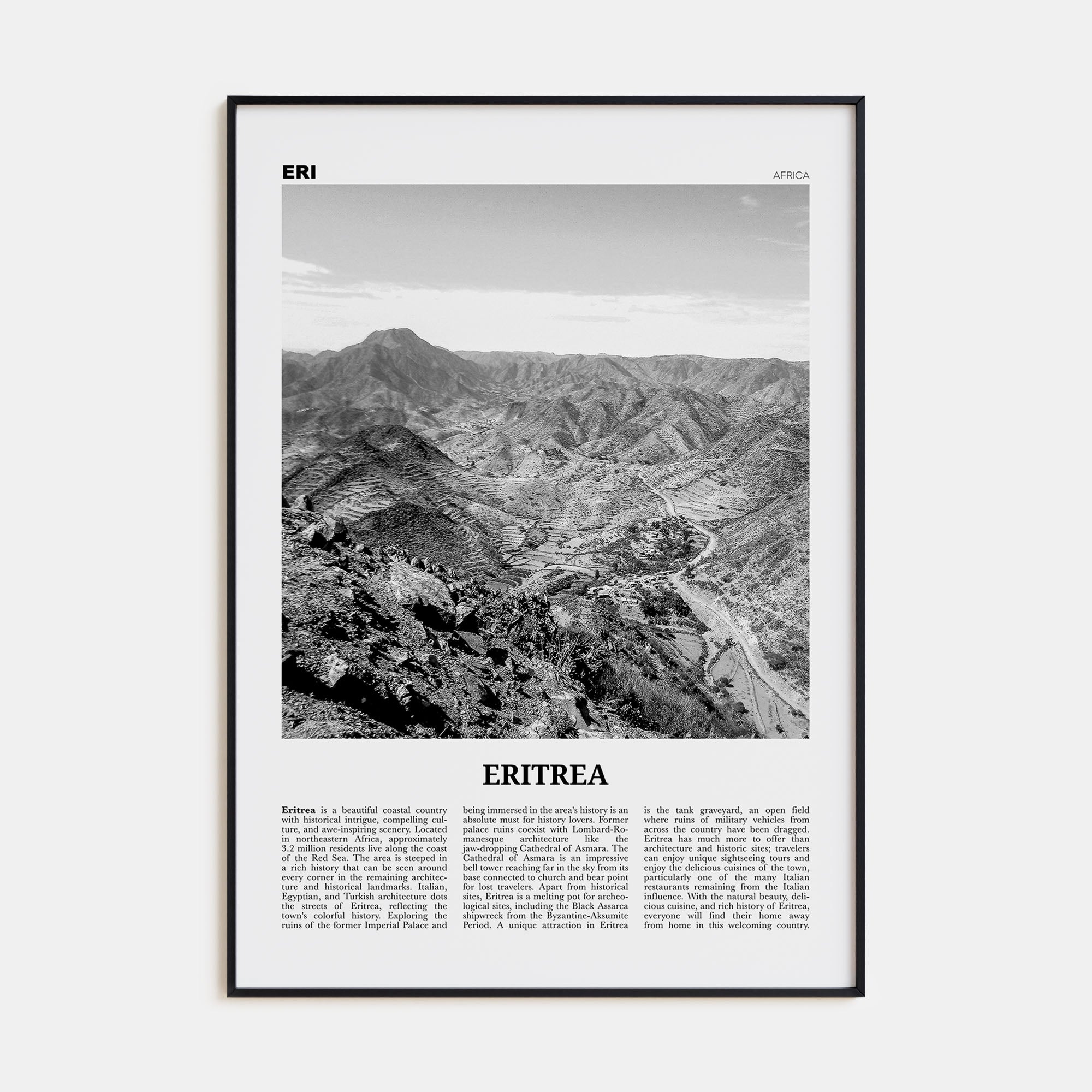 Eritrea Travel B&W Poster