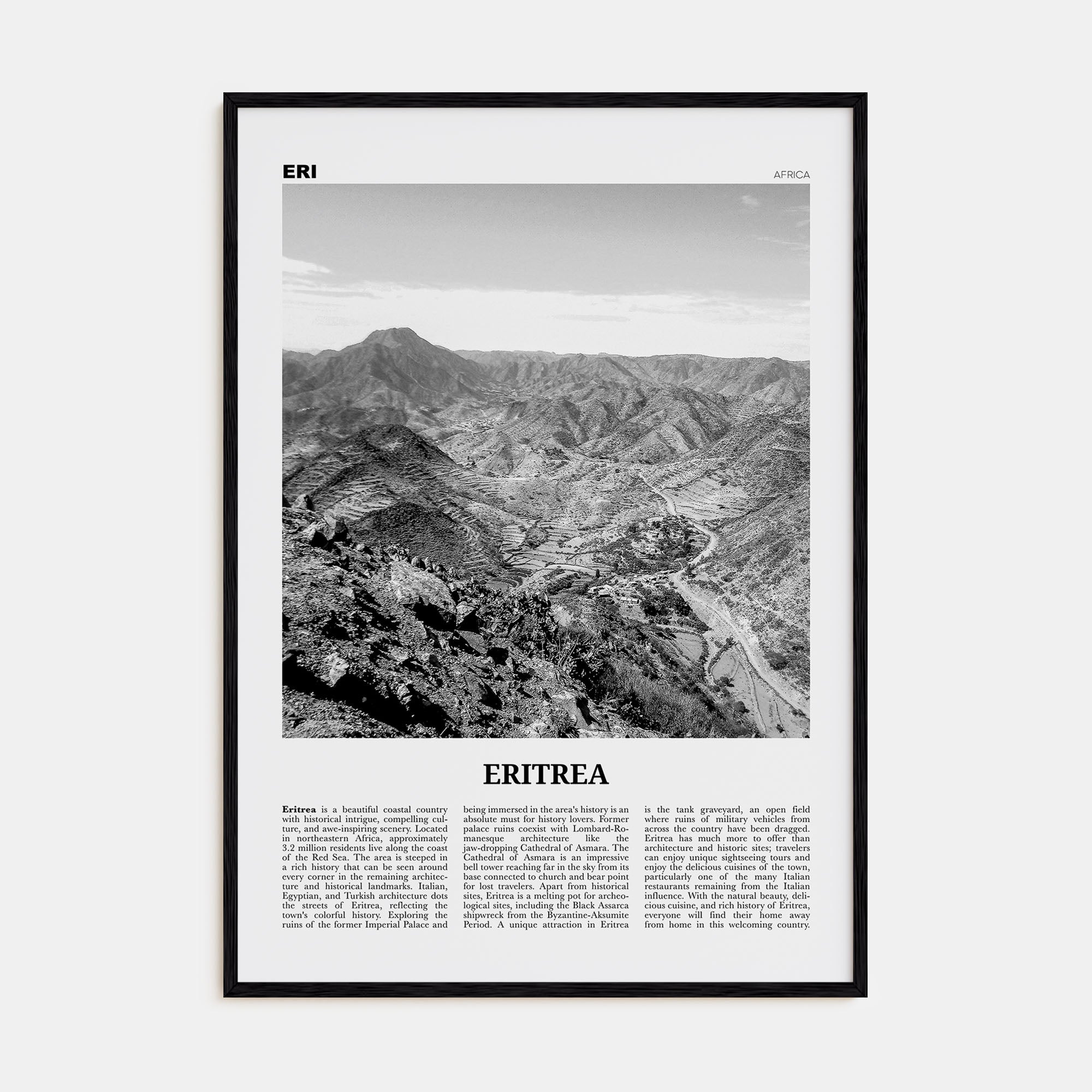 Eritrea Travel B&W Poster