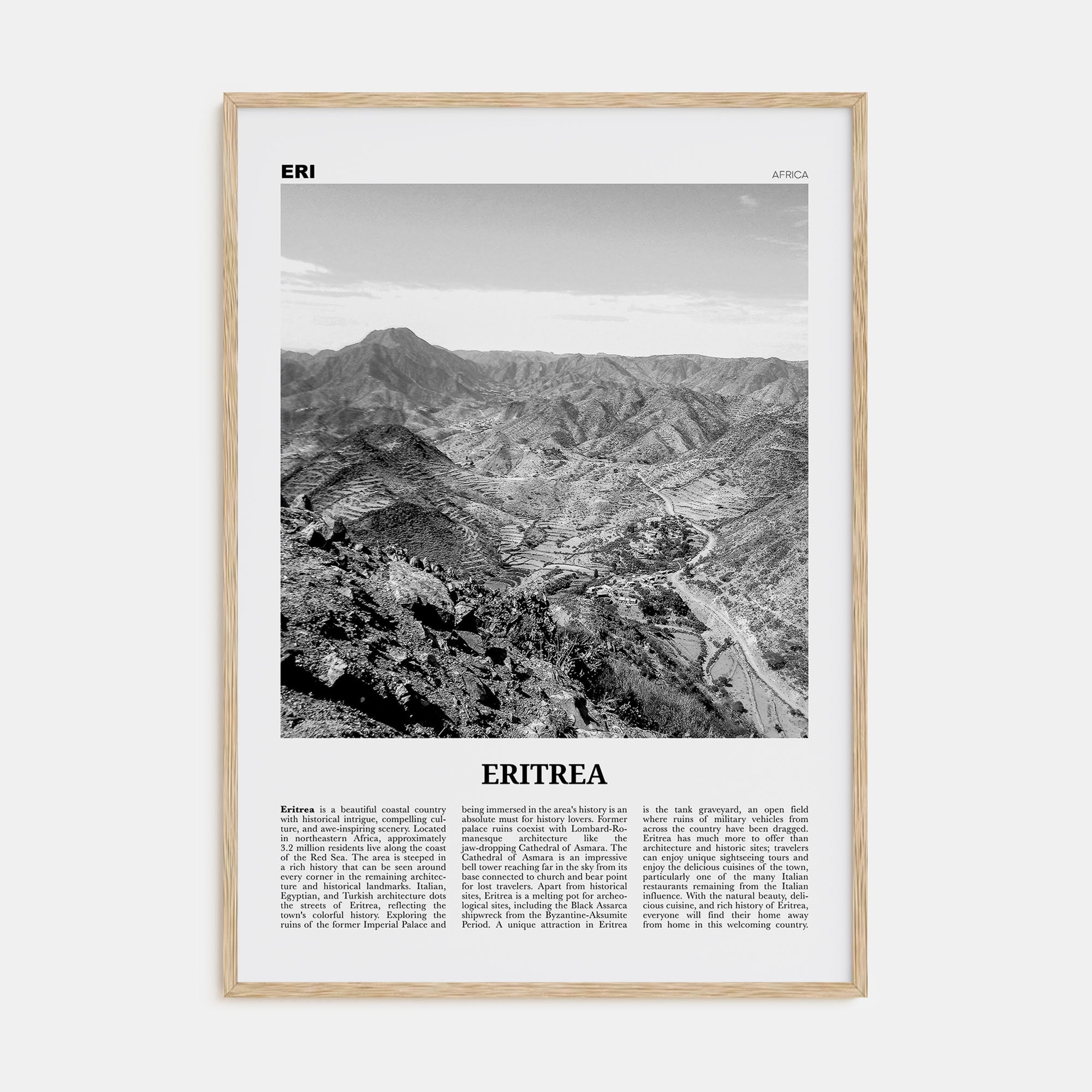 Eritrea Travel B&W Poster