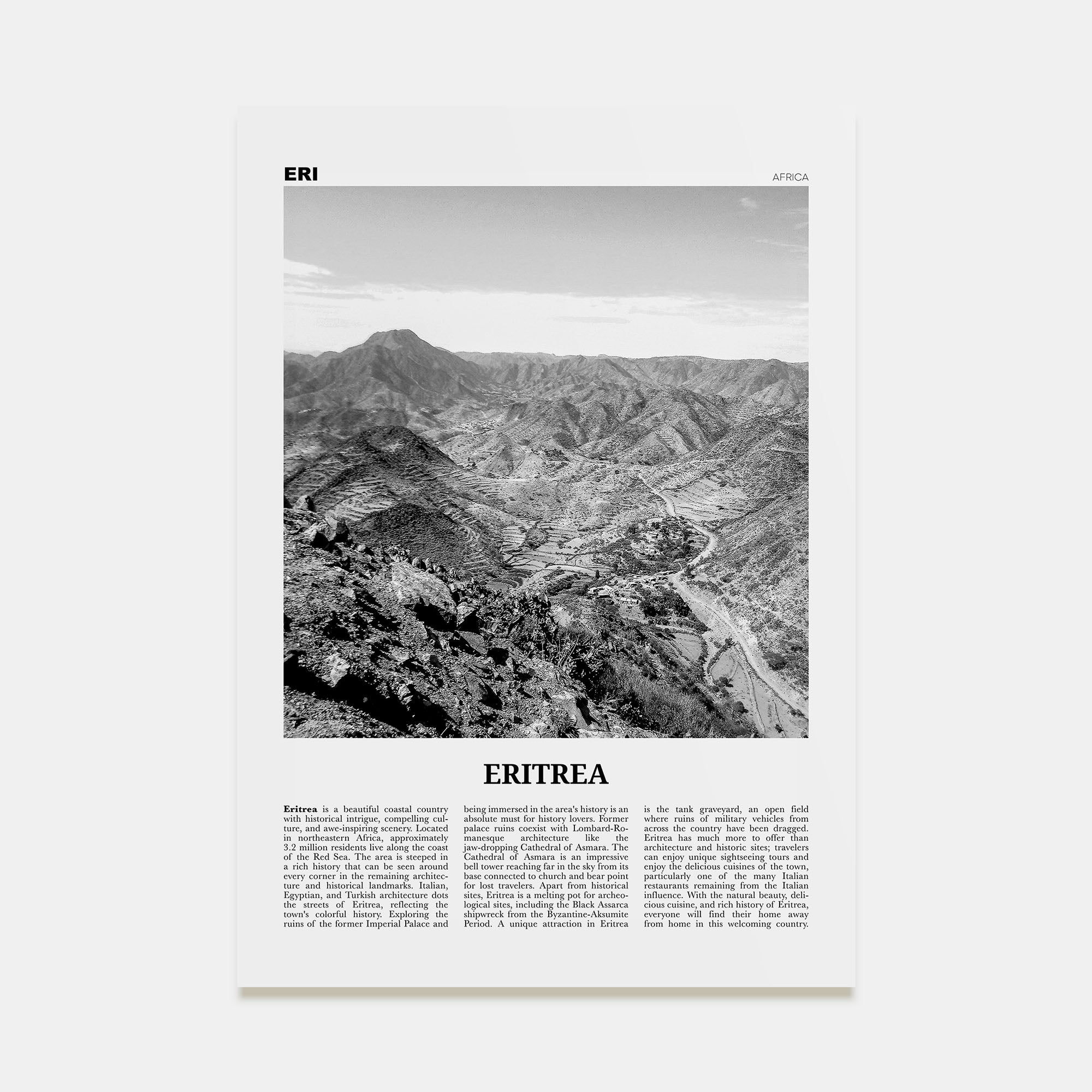 Eritrea Travel B&W Poster