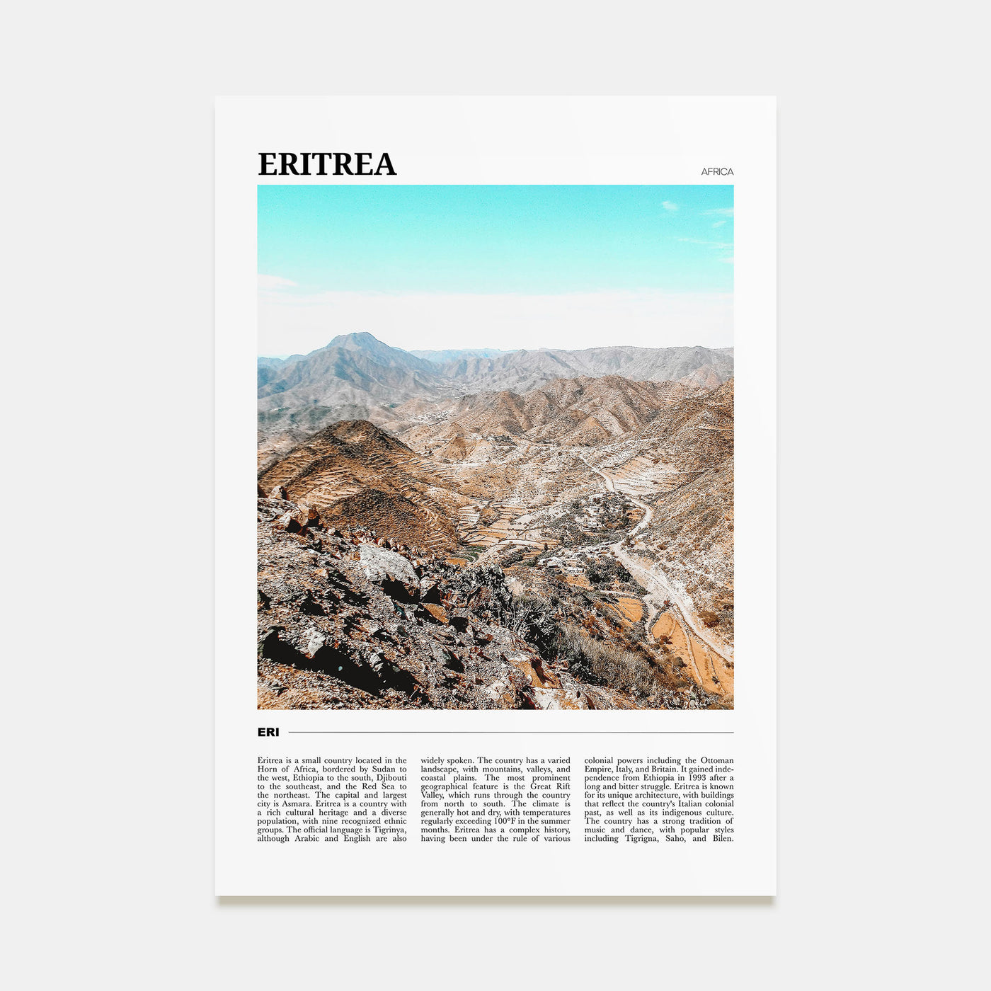 Eritrea Travel Color Poster