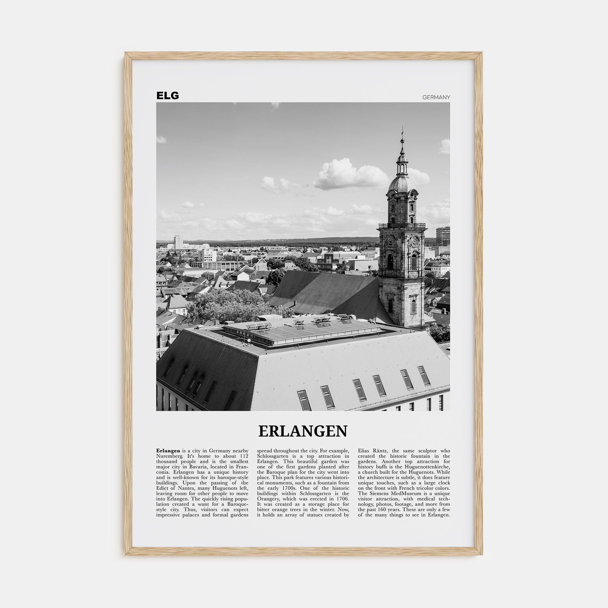 Erlangen Travel B&W Poster