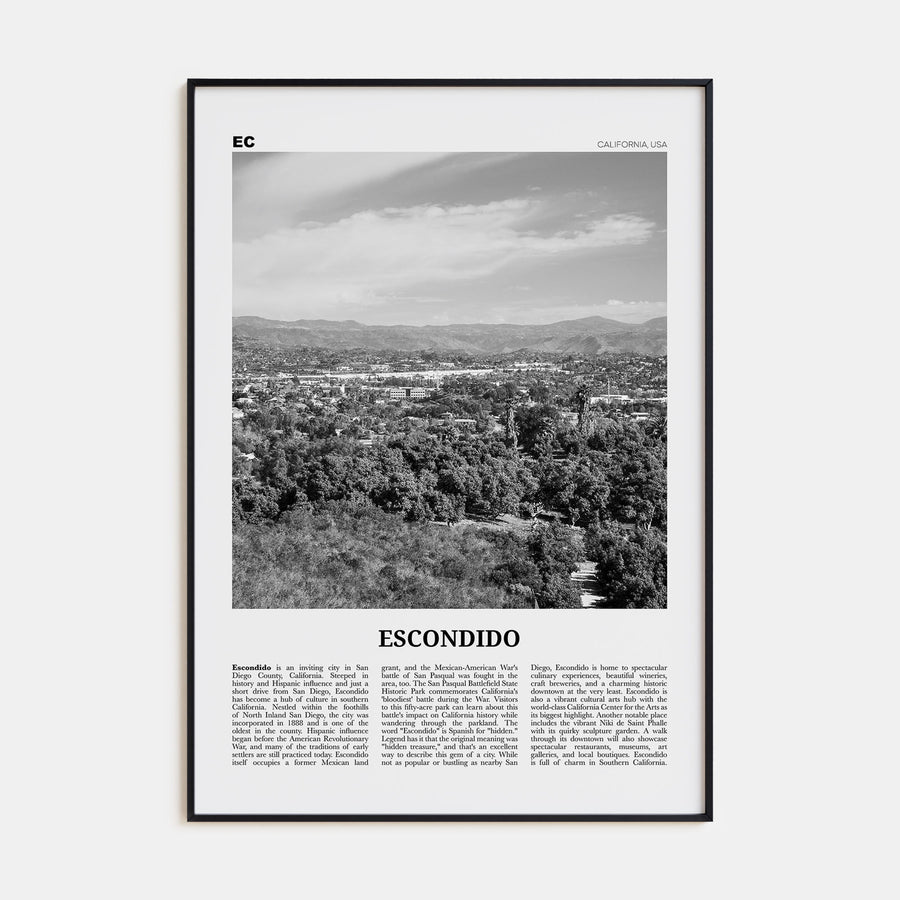 Escondido Travel B&W Poster