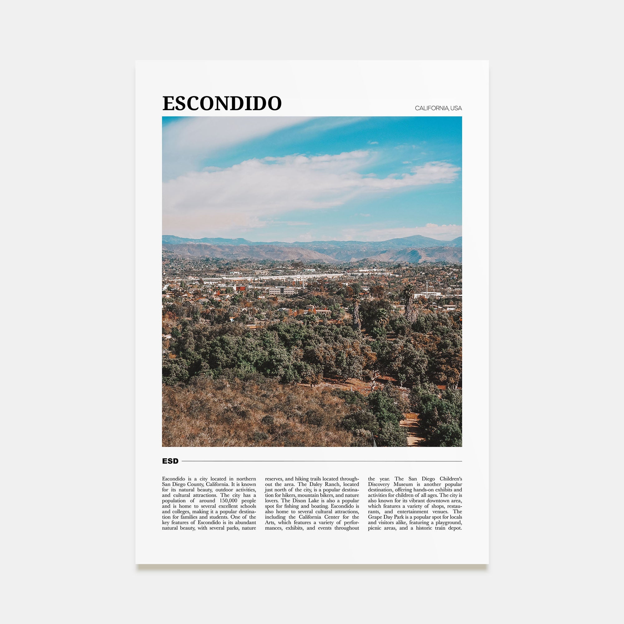 Escondido Travel Color Poster