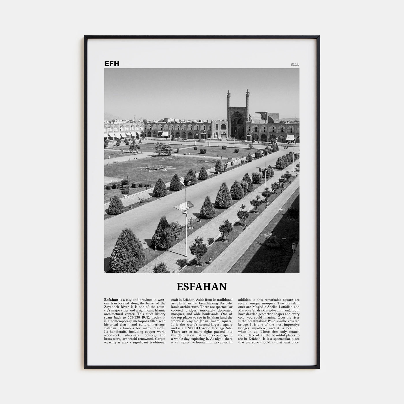 Esfahan Travel B&W Poster
