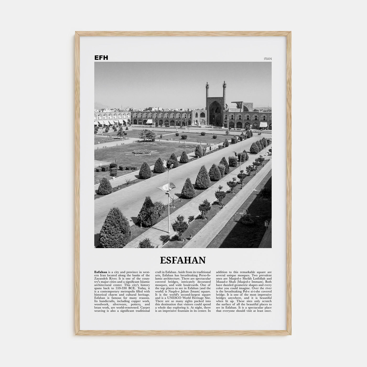 Esfahan Travel B&W Poster