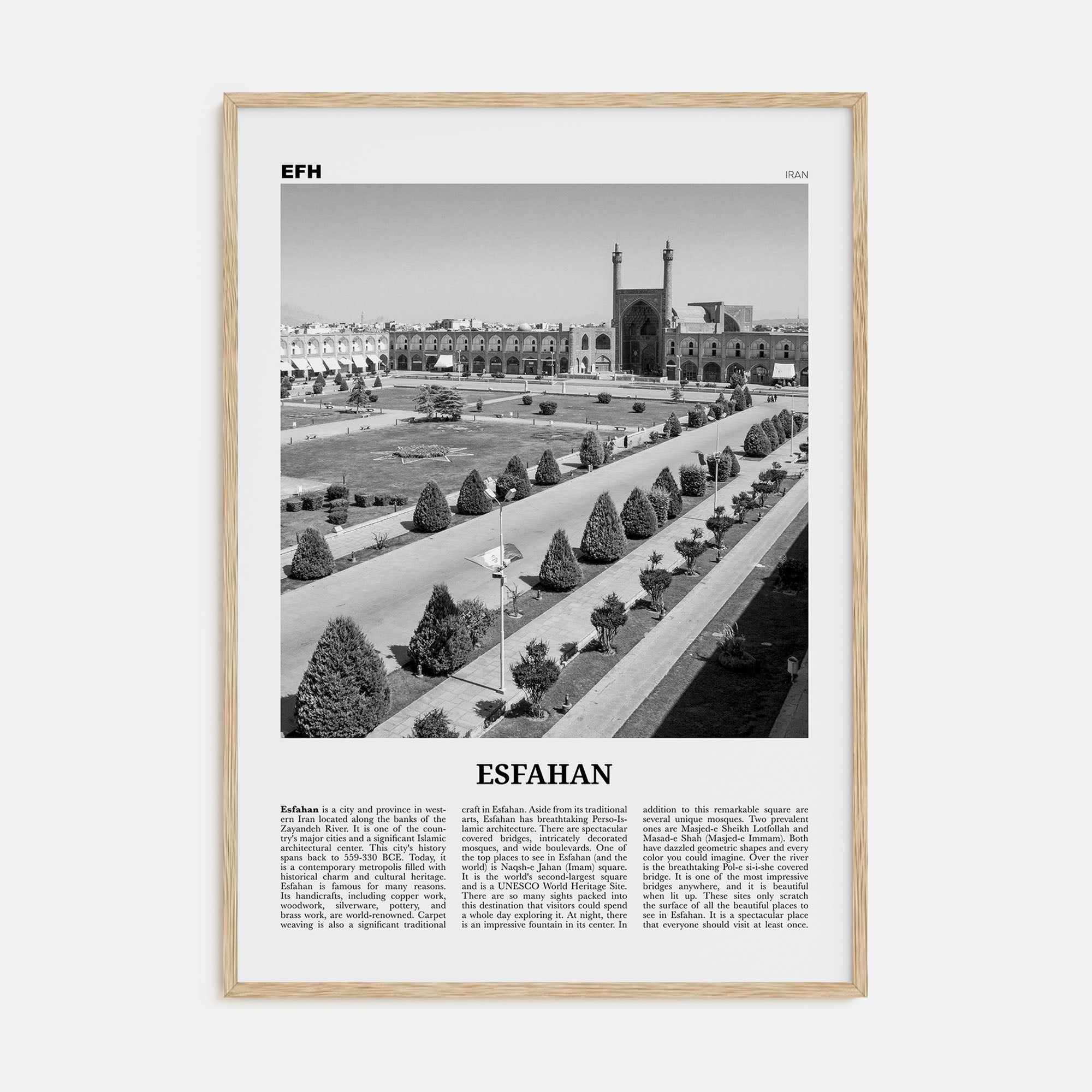 Esfahan Travel B&W Poster