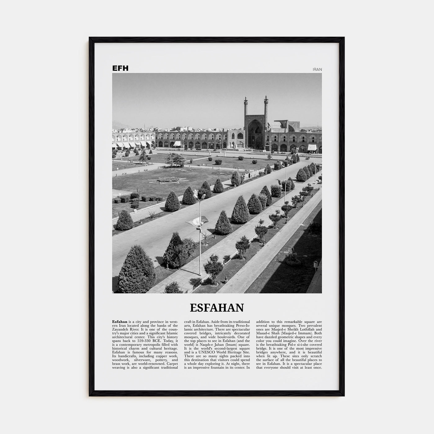 Esfahan Travel B&W Poster