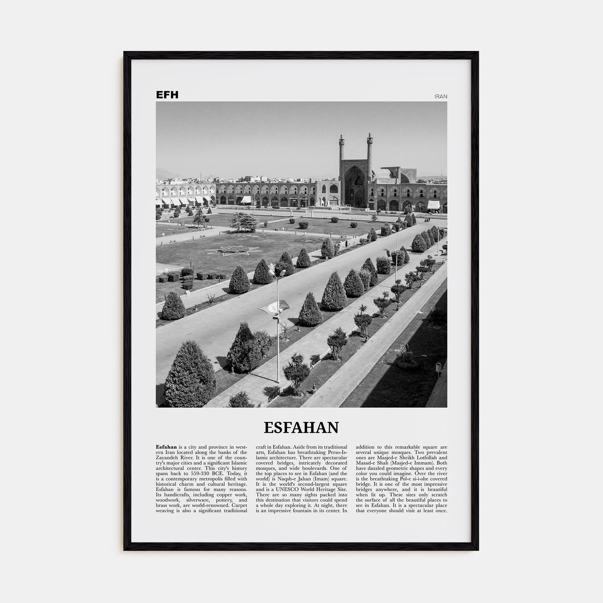 Esfahan Travel B&W Poster