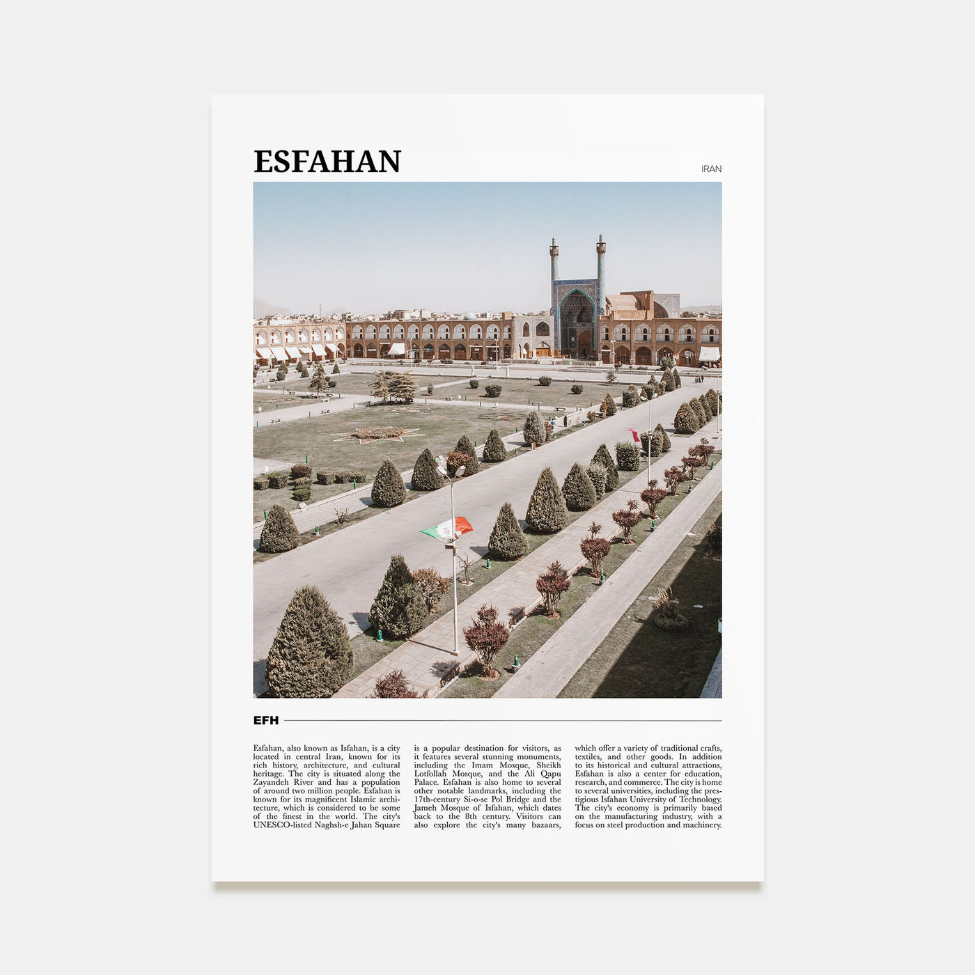 Esfahan Travel Color Poster