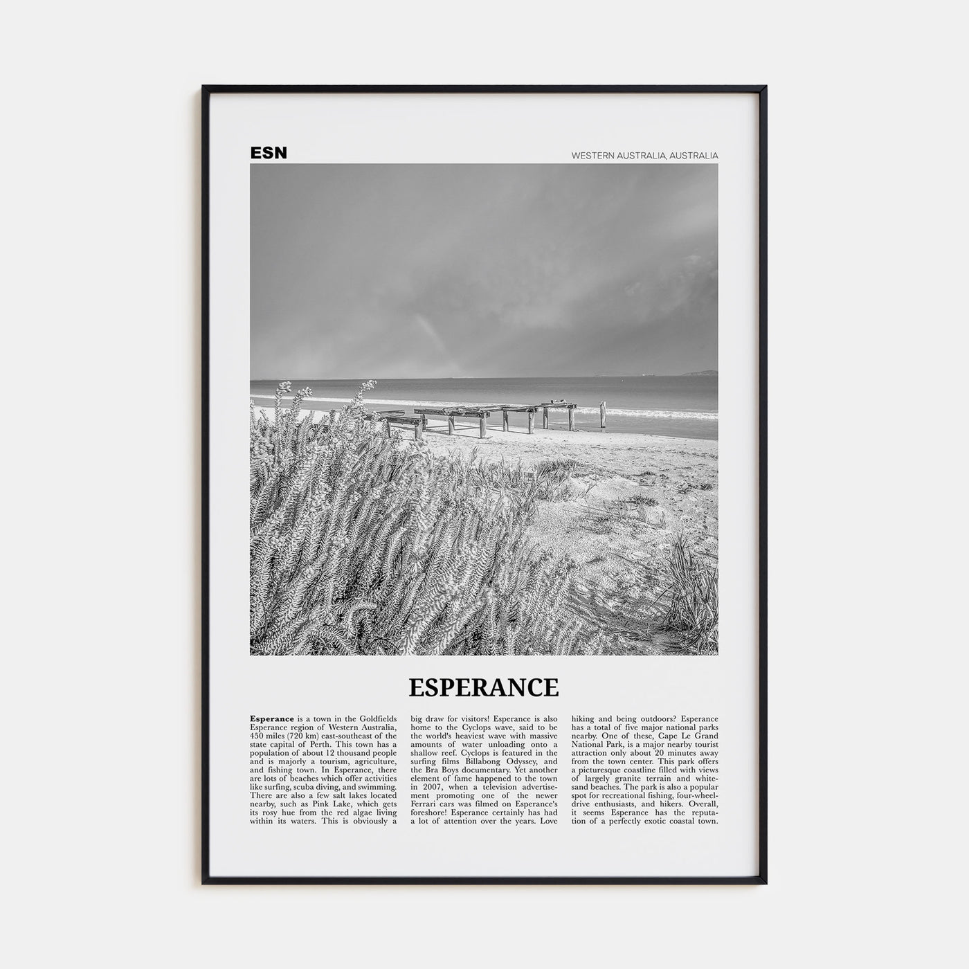 Esperance Travel B&W Poster