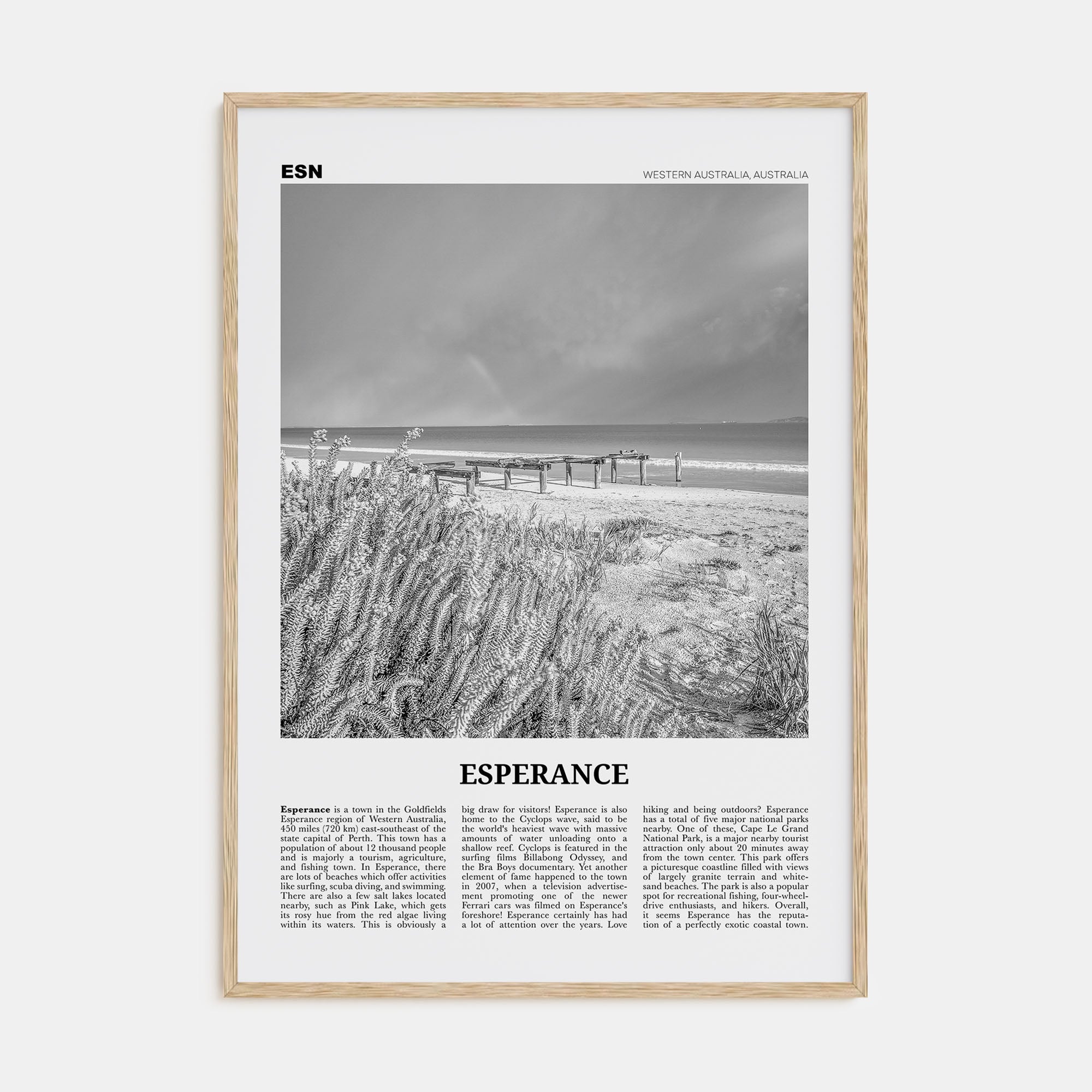 Esperance Travel B&W Poster