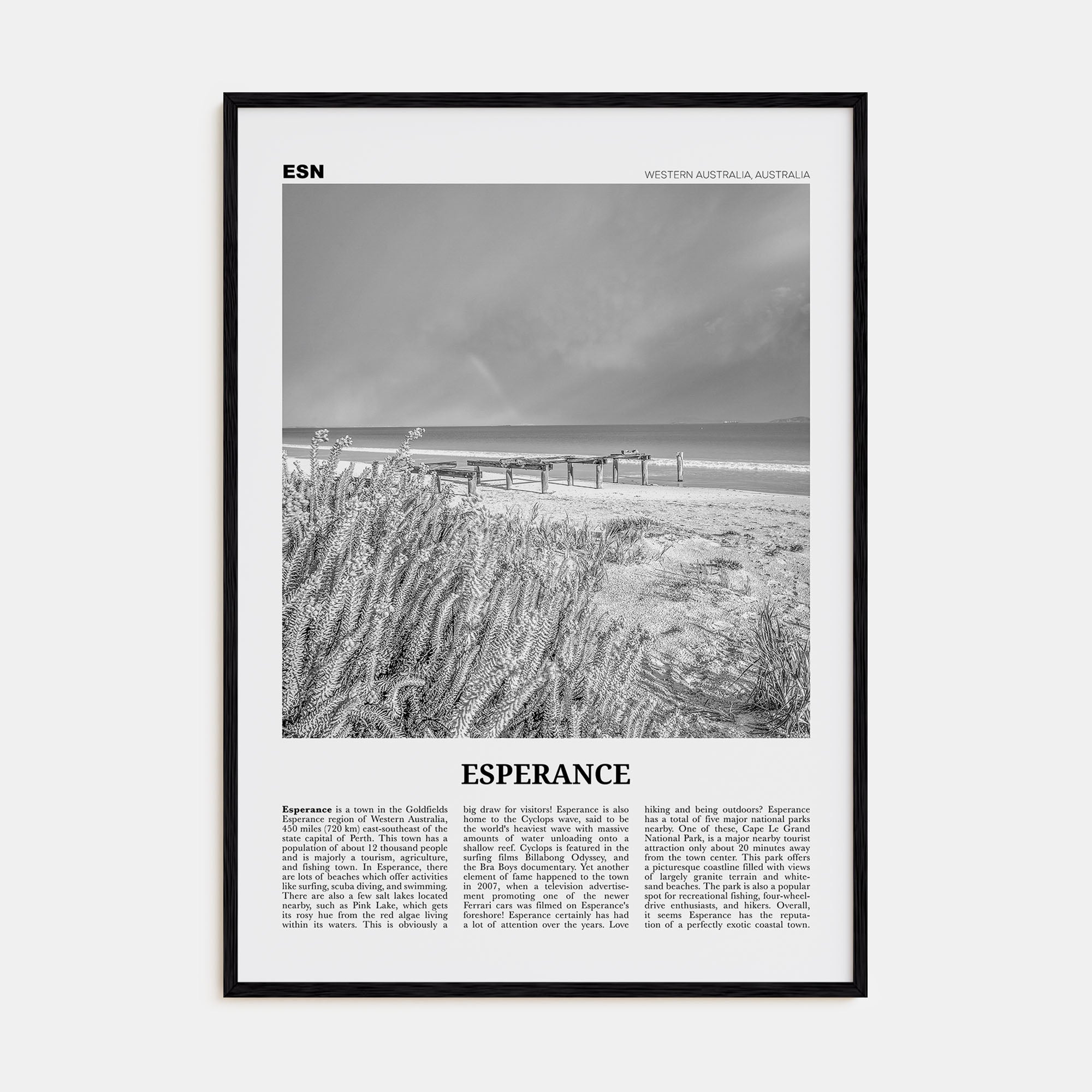 Esperance Travel B&W Poster