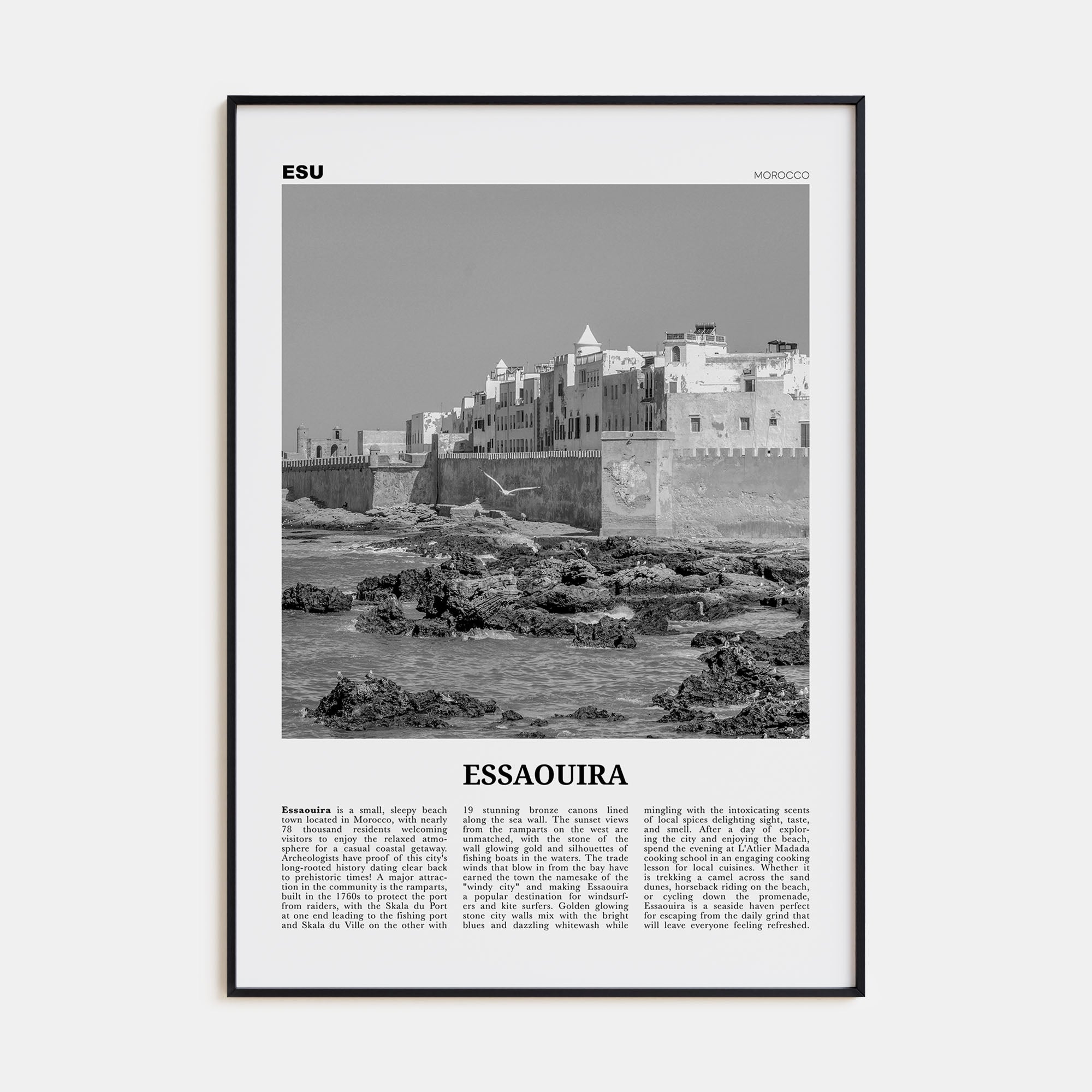 Essaouira Travel B&W Poster