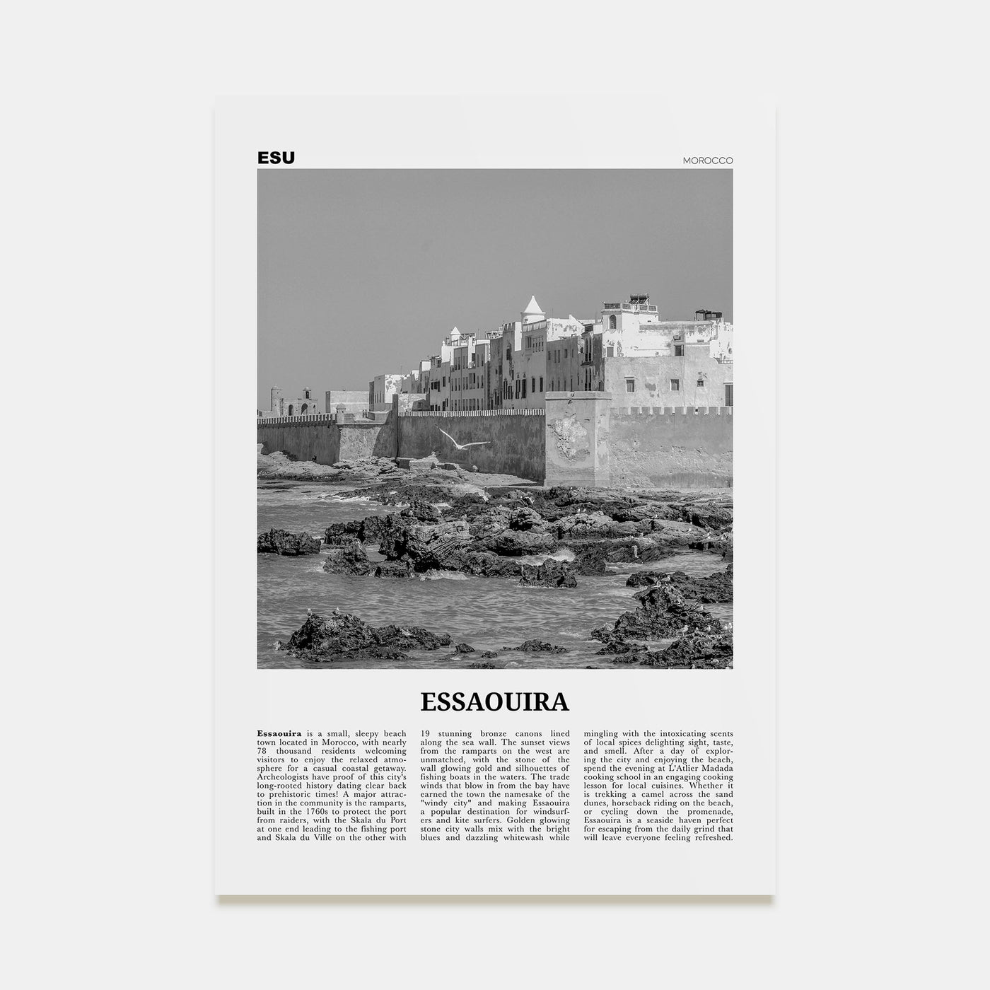 Essaouira Travel B&W Poster