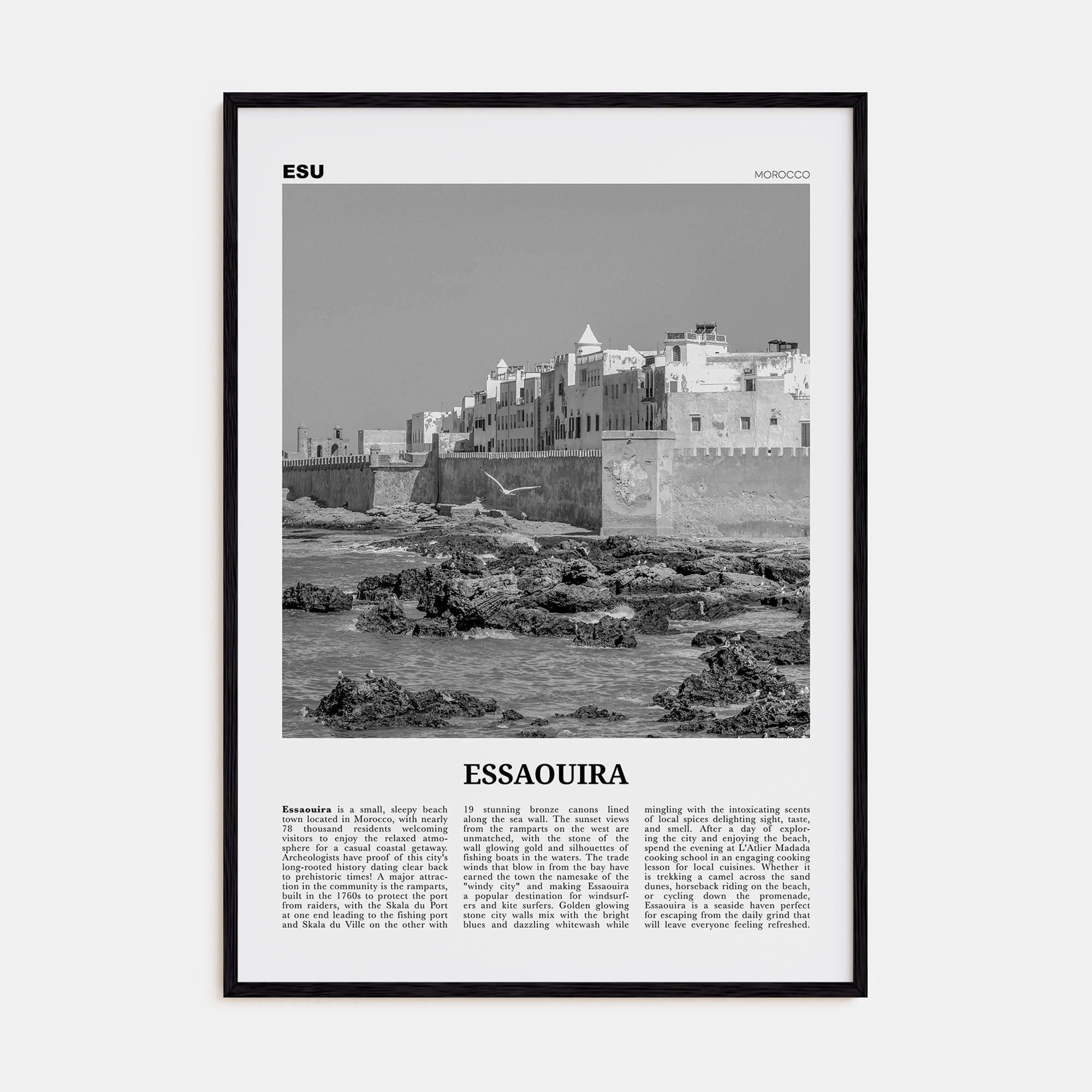 Essaouira Travel B&W Poster