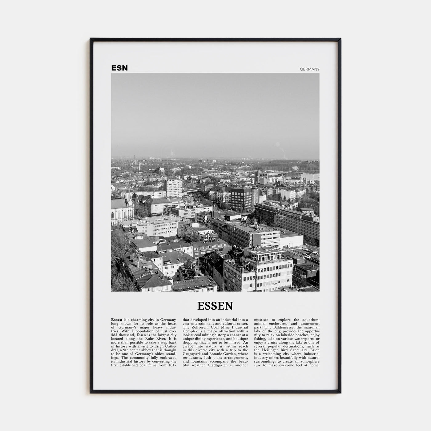 Essen Travel B&W Poster