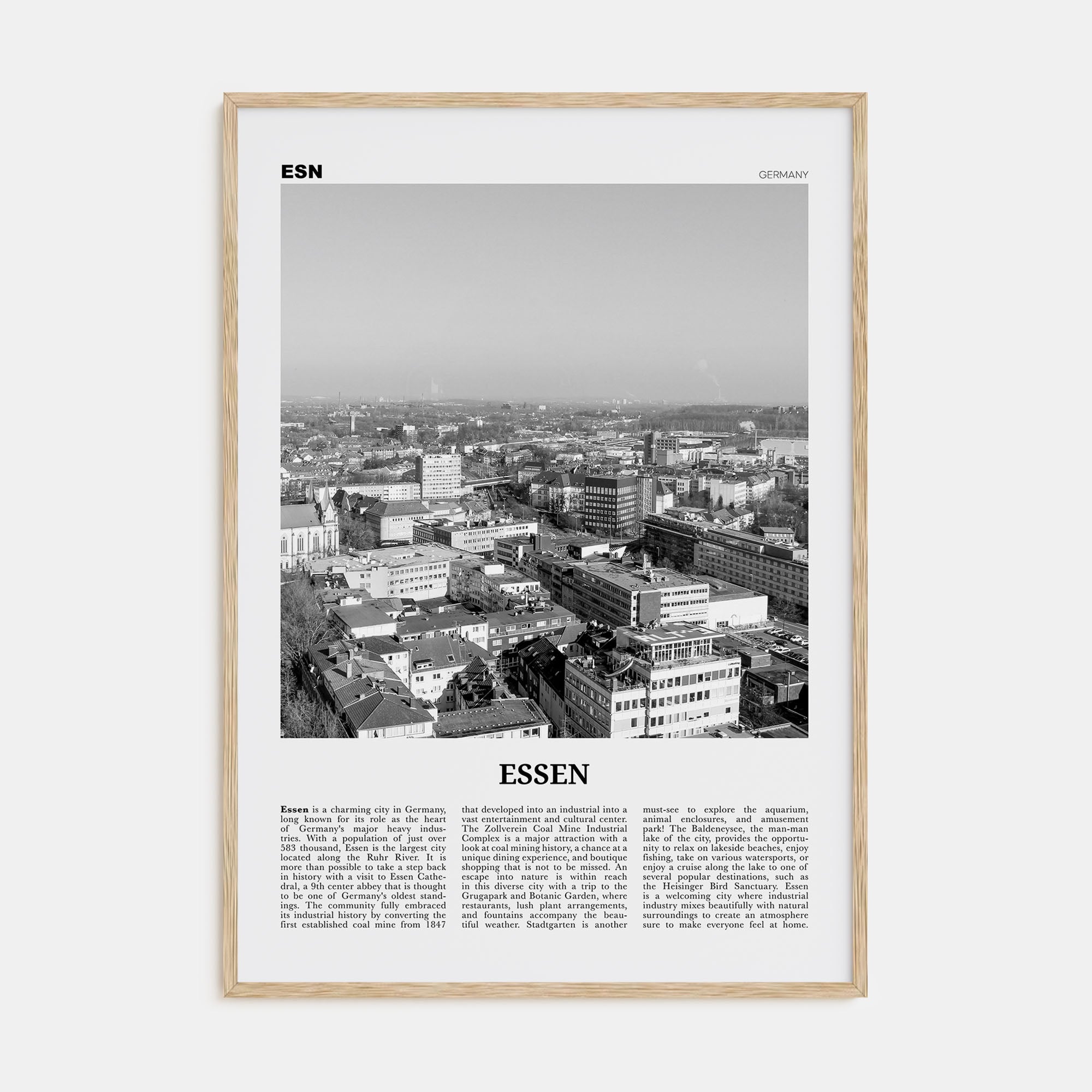 Essen Travel B&W Poster