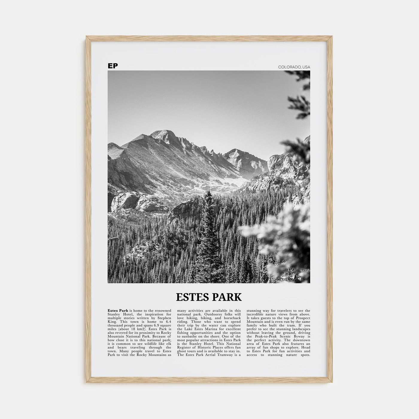 Estes Park Travel B&W Poster