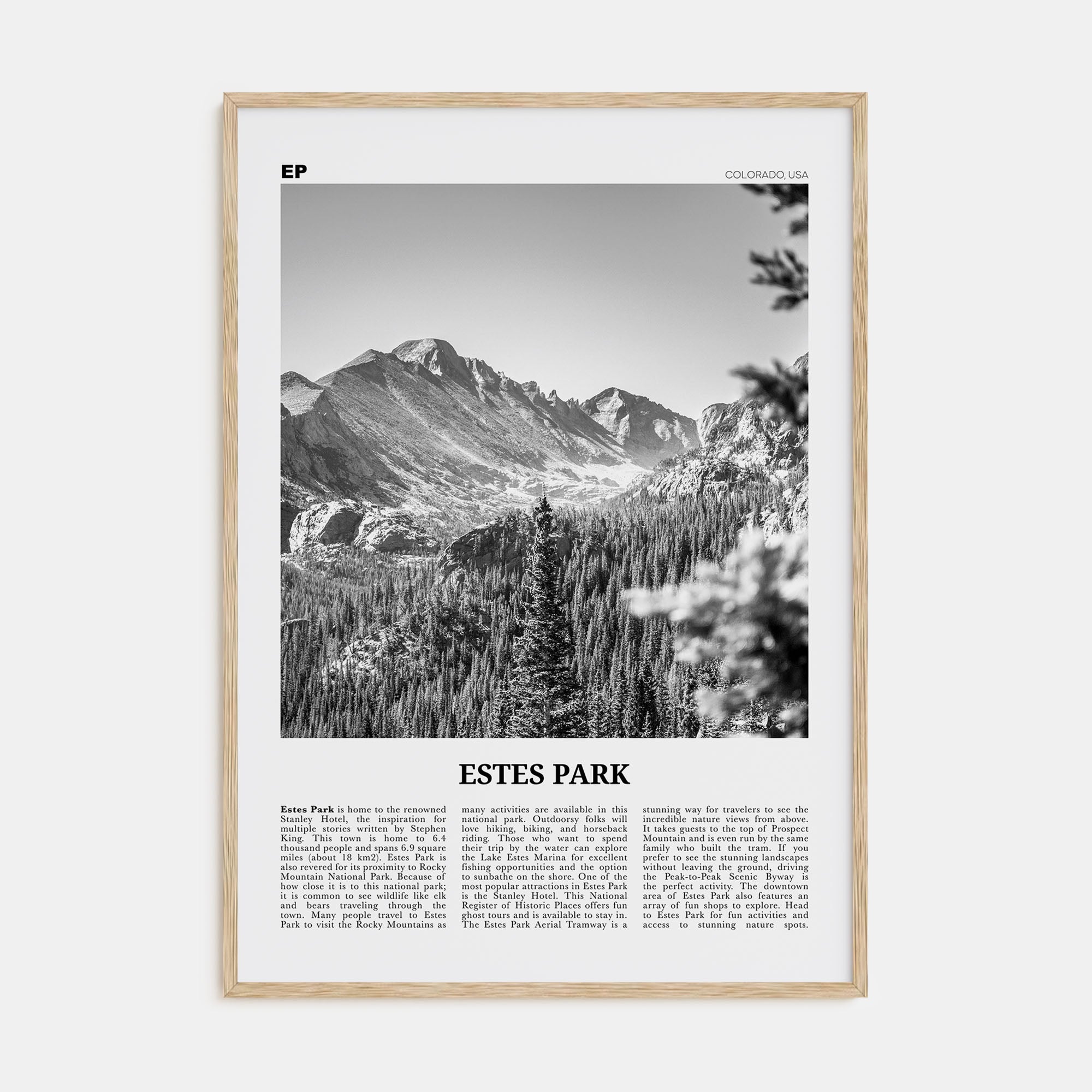 Estes Park Travel B&W Poster