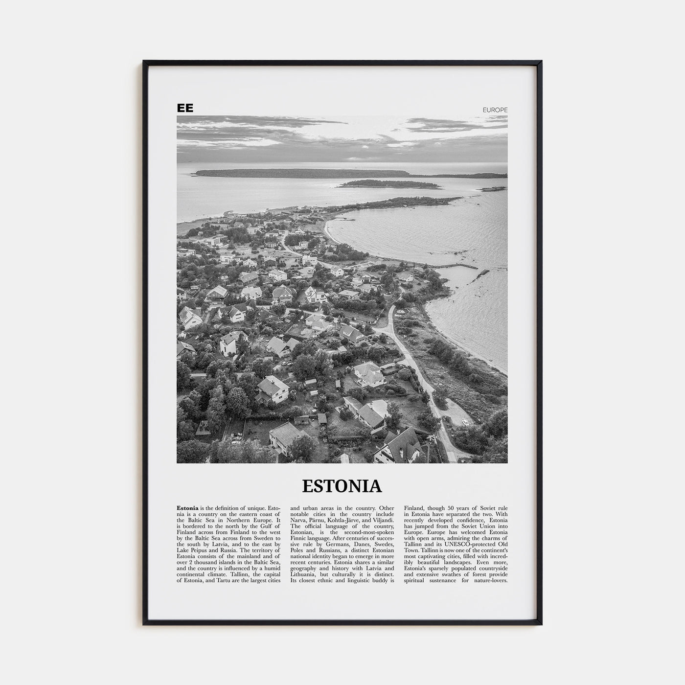 Estonia Travel B&W Poster
