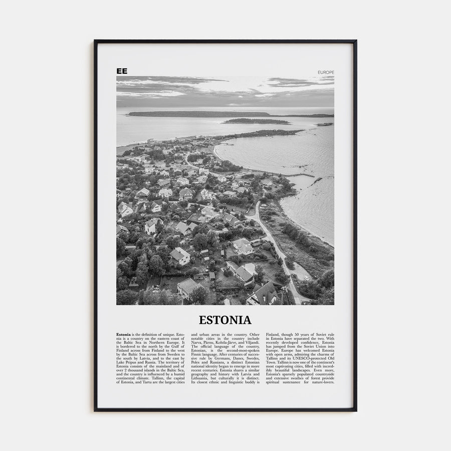 Estonia Travel B&W Poster
