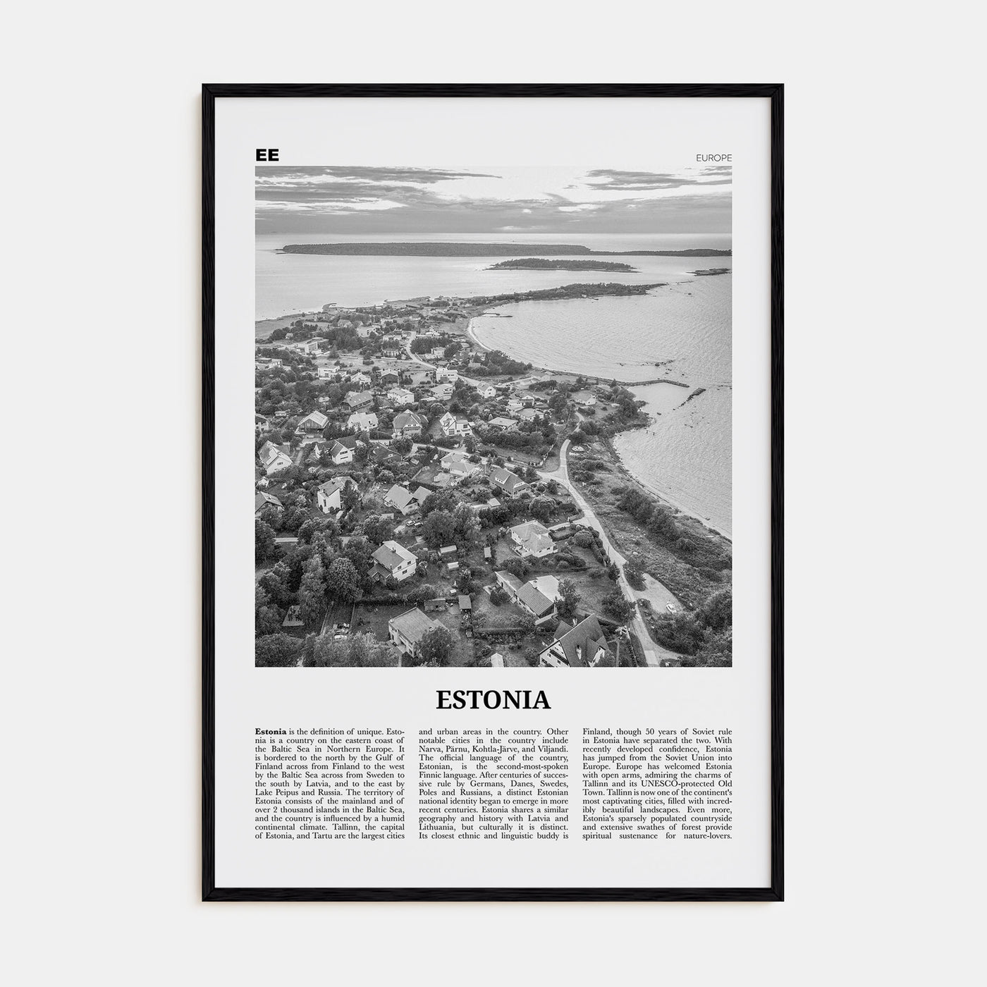 Estonia Travel B&W Poster