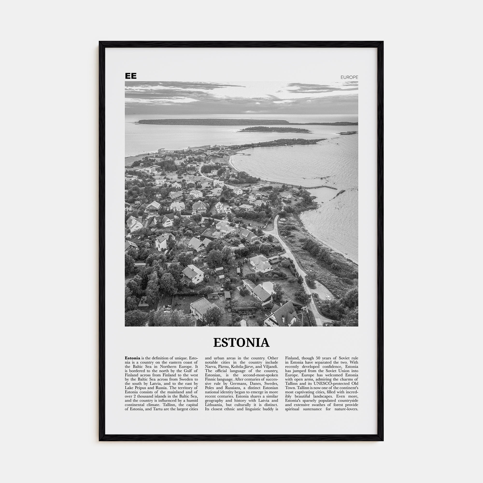 Estonia Travel B&W Poster