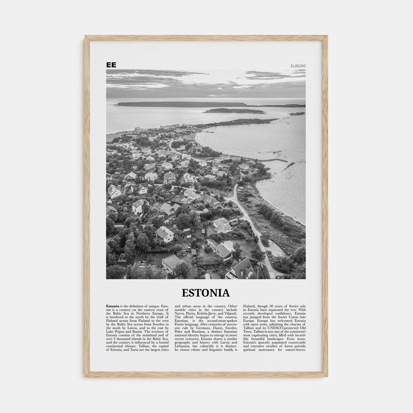 Estonia Travel B&W Poster