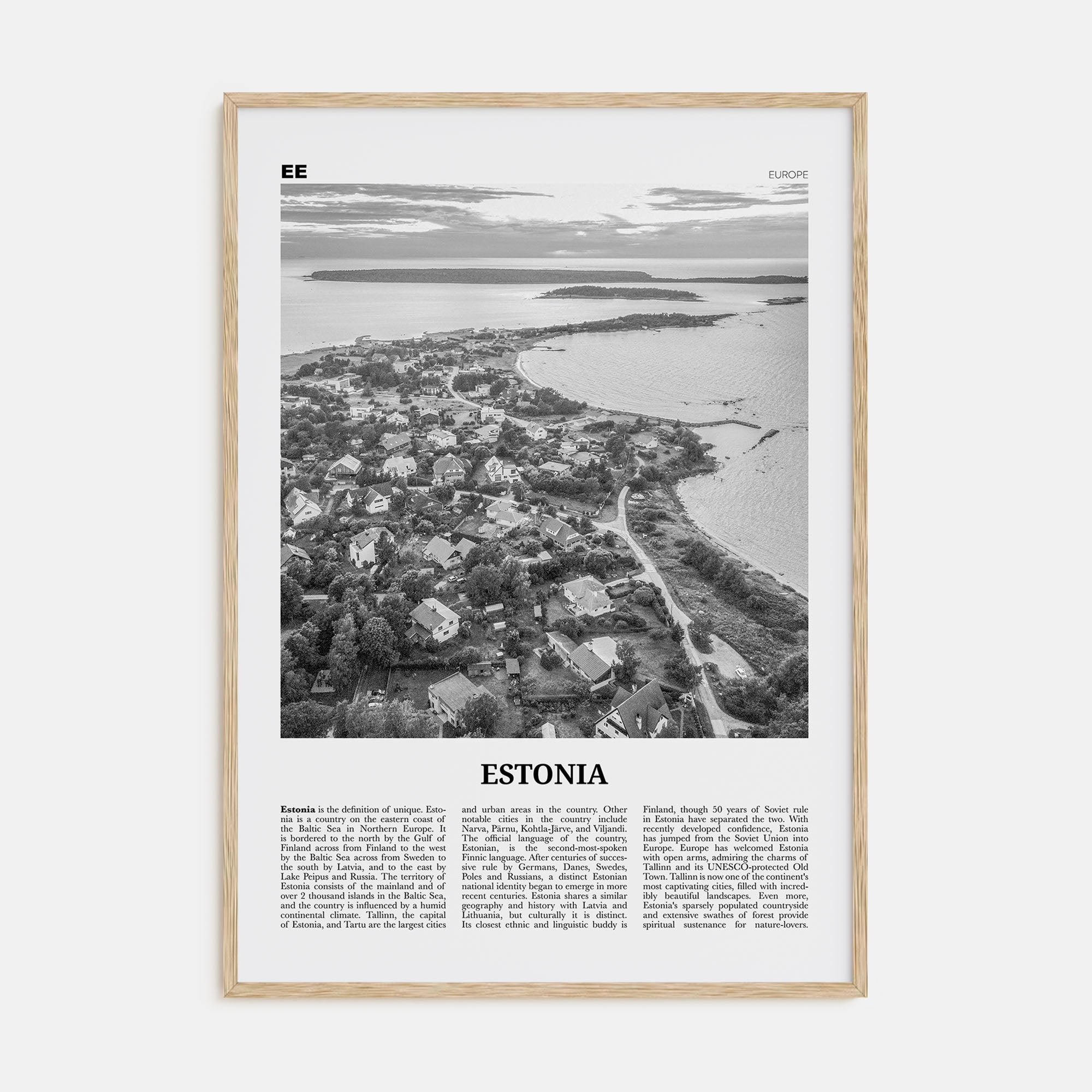 Estonia Travel B&W Poster