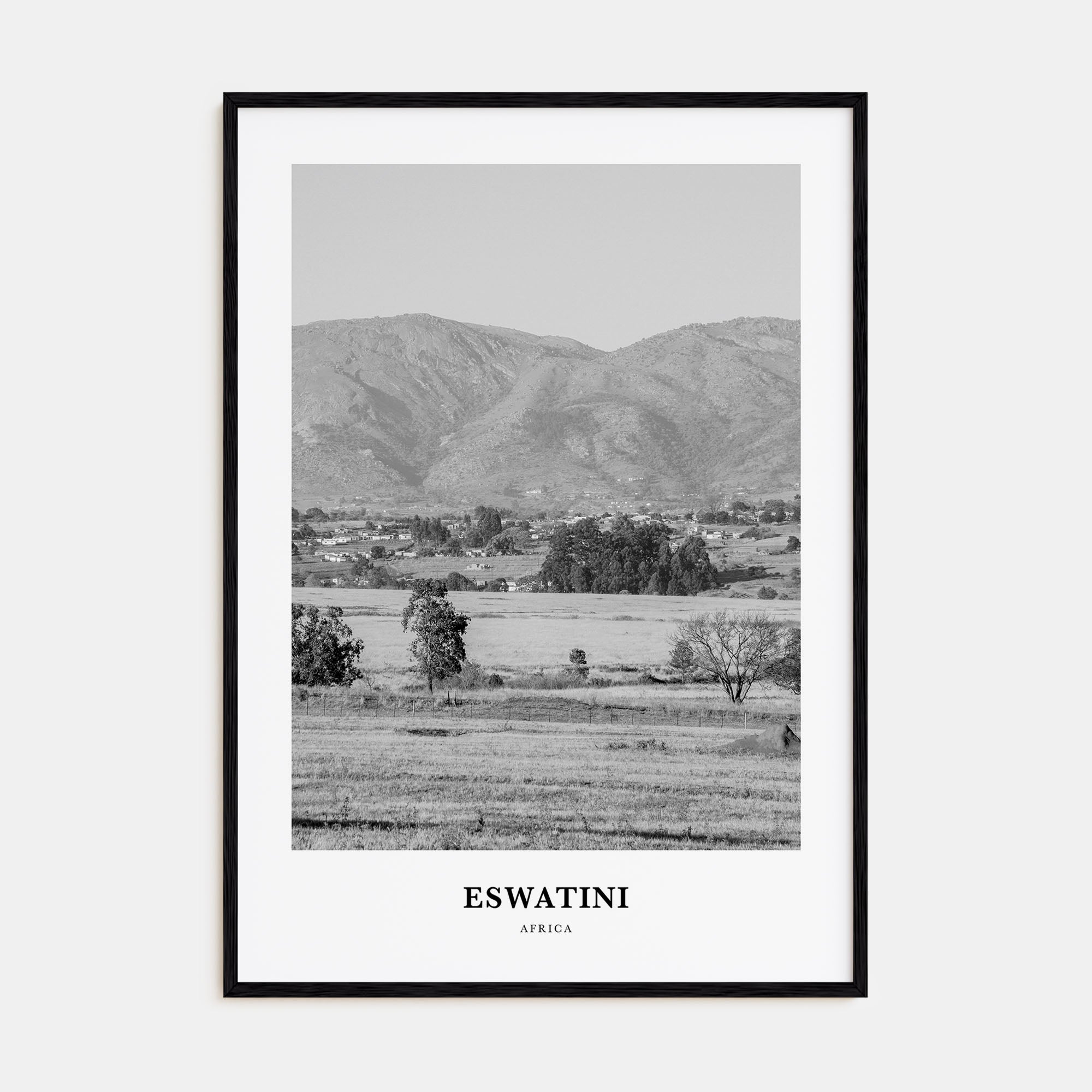 Eswatini Portrait B&W Poster