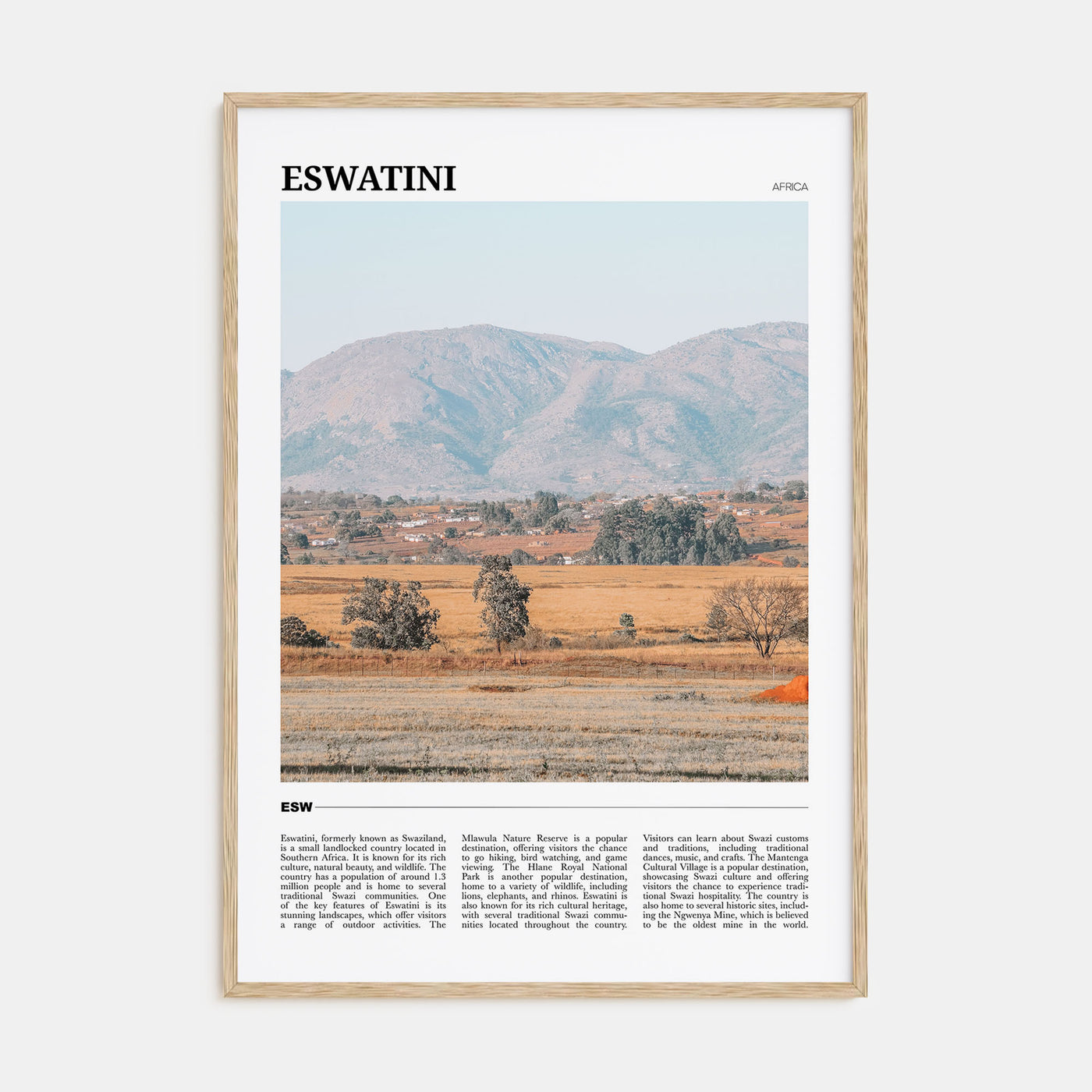 Eswatini Travel Color Poster