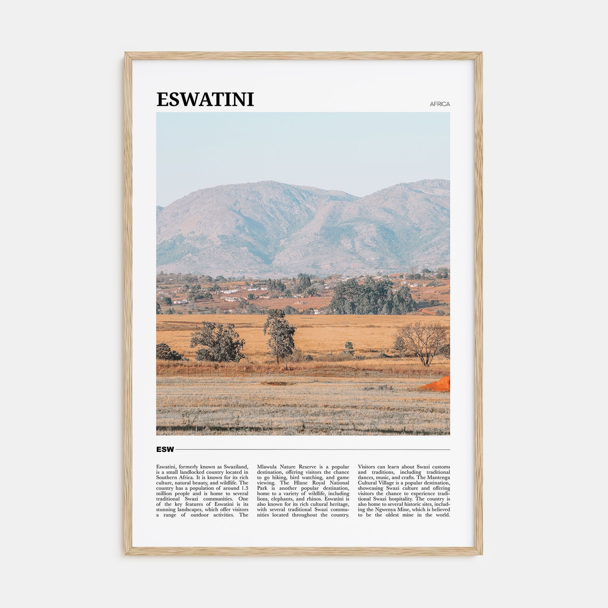 Eswatini Travel Color Poster
