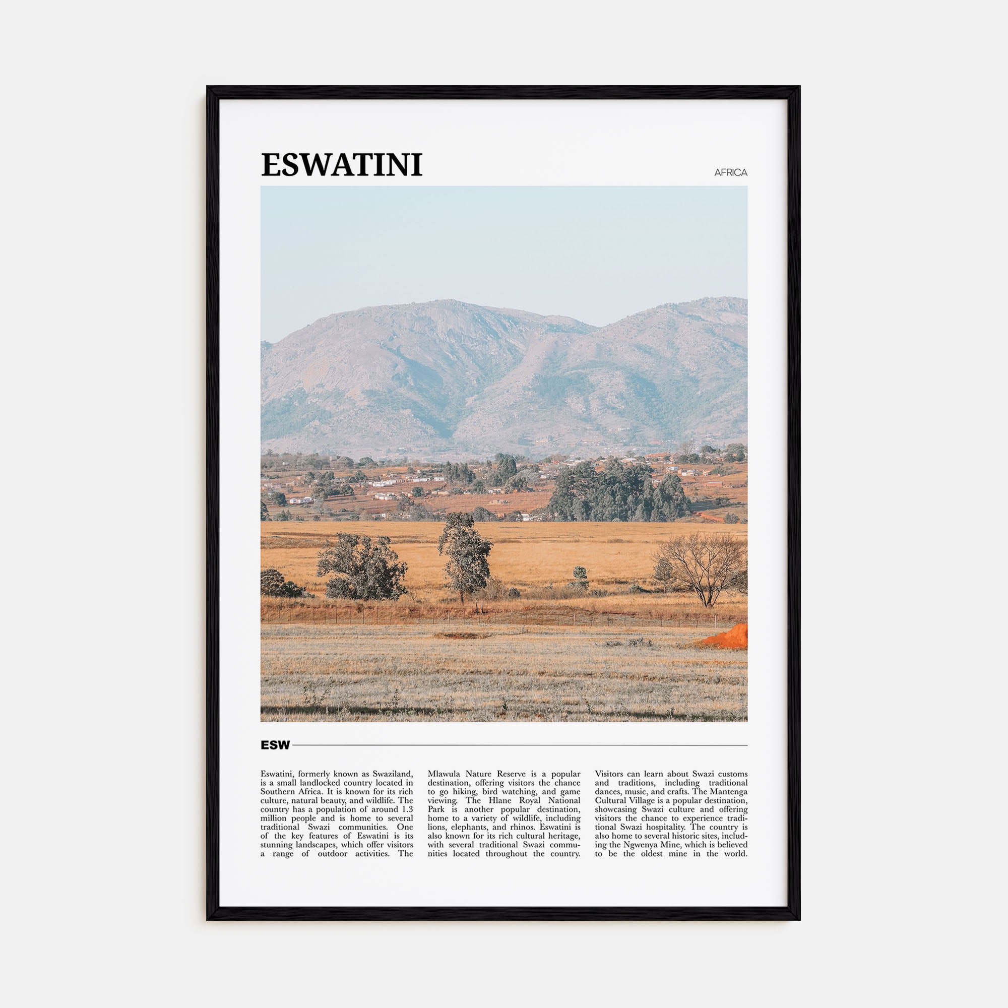 Eswatini Travel Color Poster