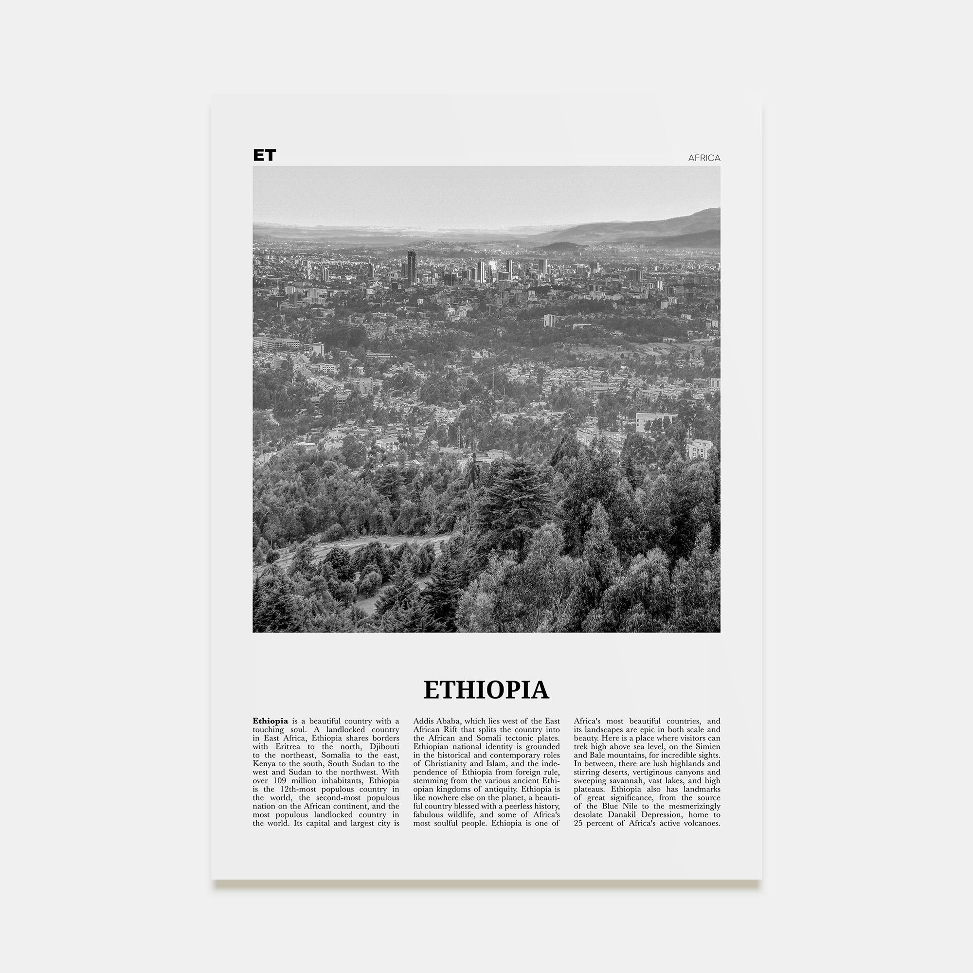 Ethiopia Travel B&W No 2 Poster