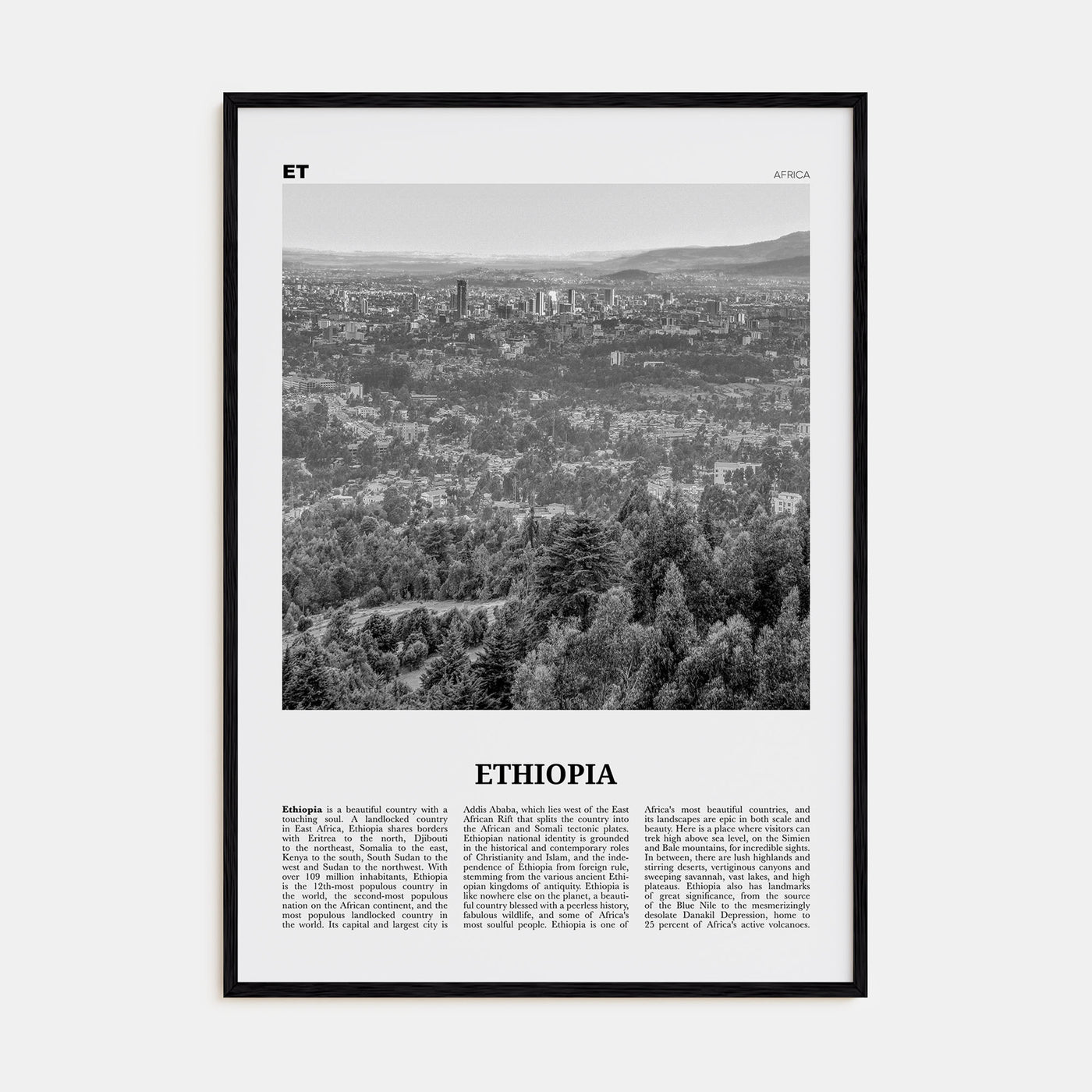 Ethiopia Travel B&W No 2 Poster