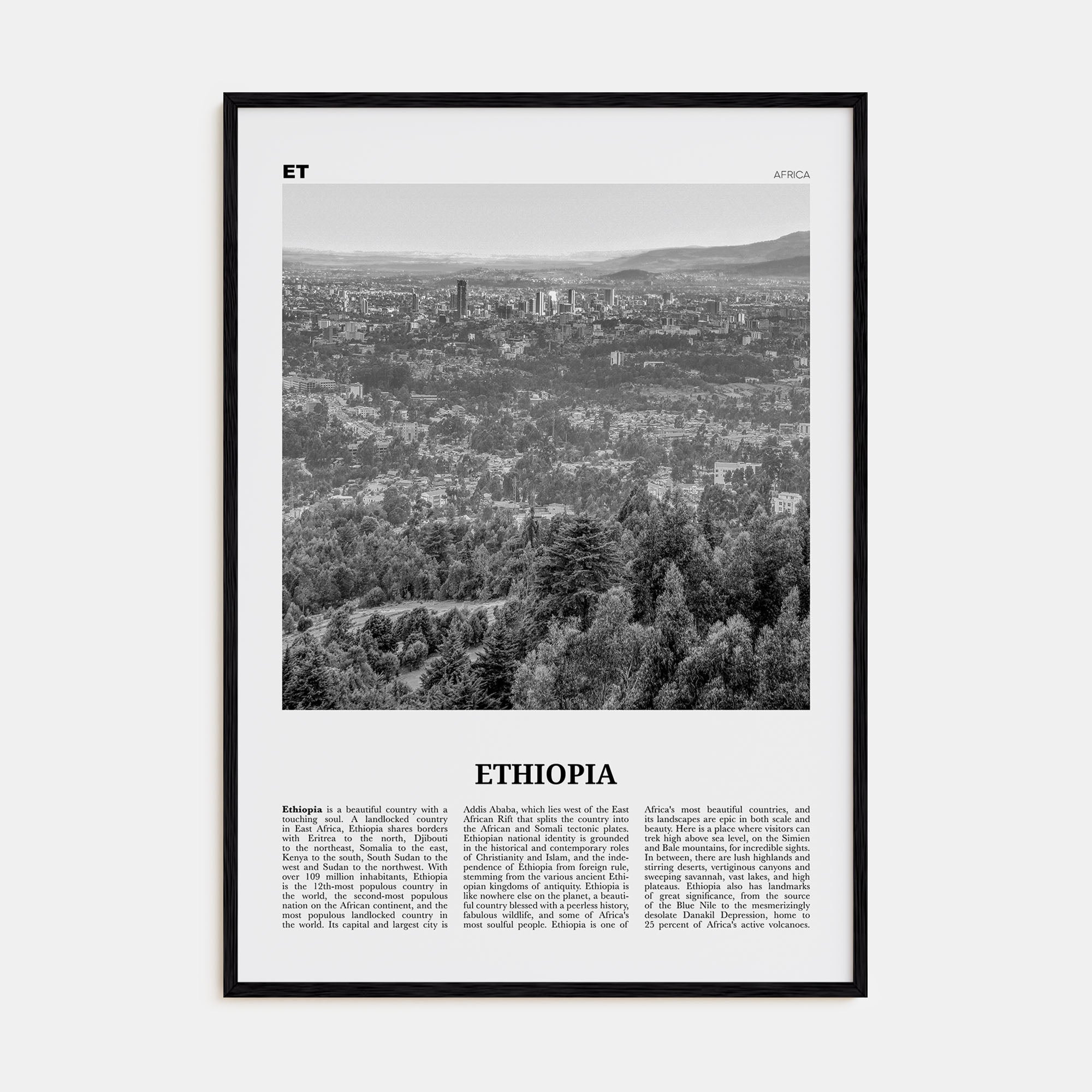 Ethiopia Travel B&W No 2 Poster