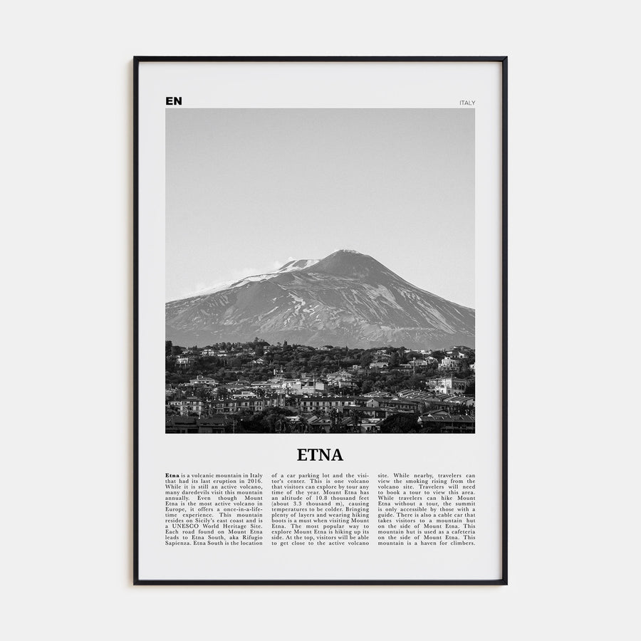Etna Travel B&W Poster
