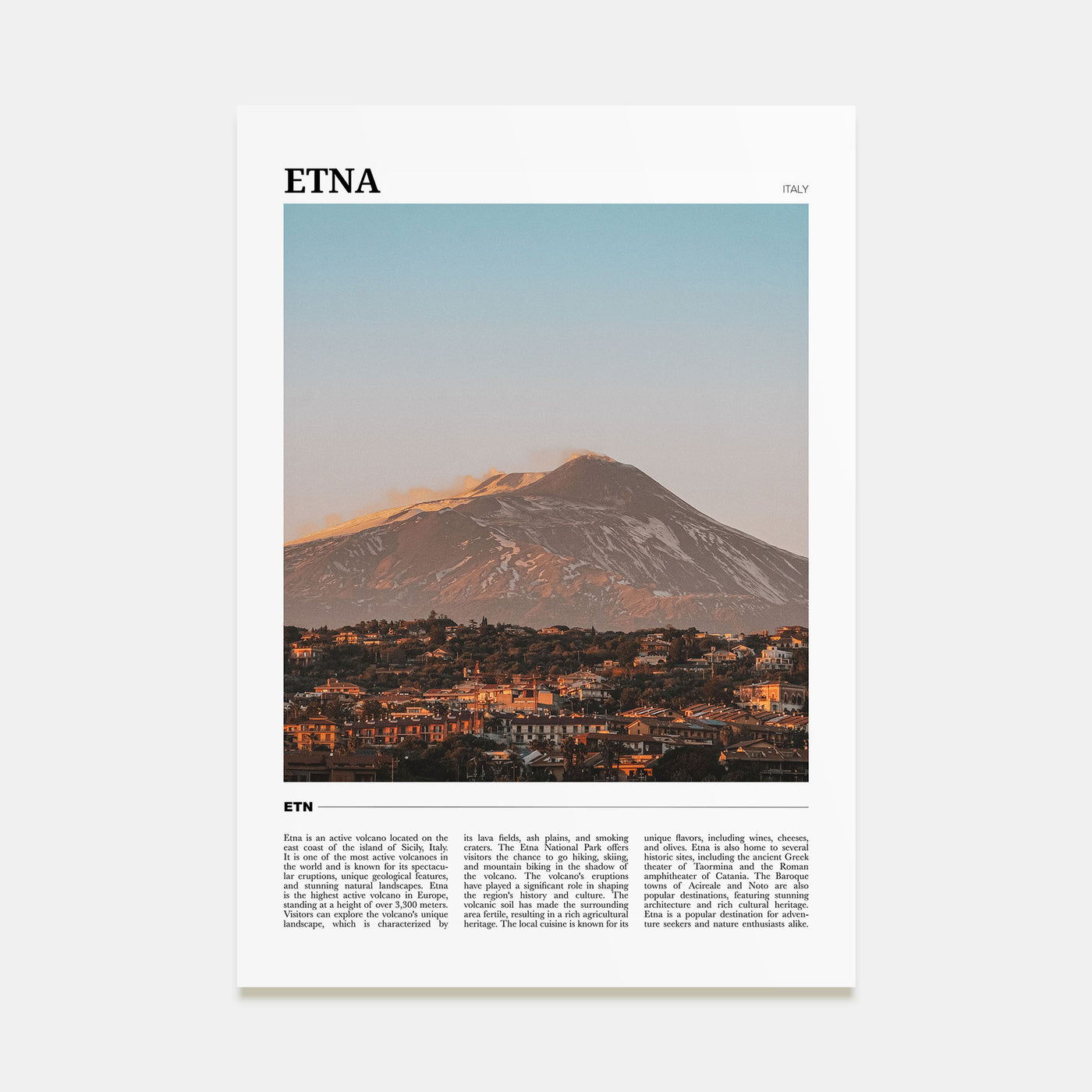 Etna Travel Color Poster