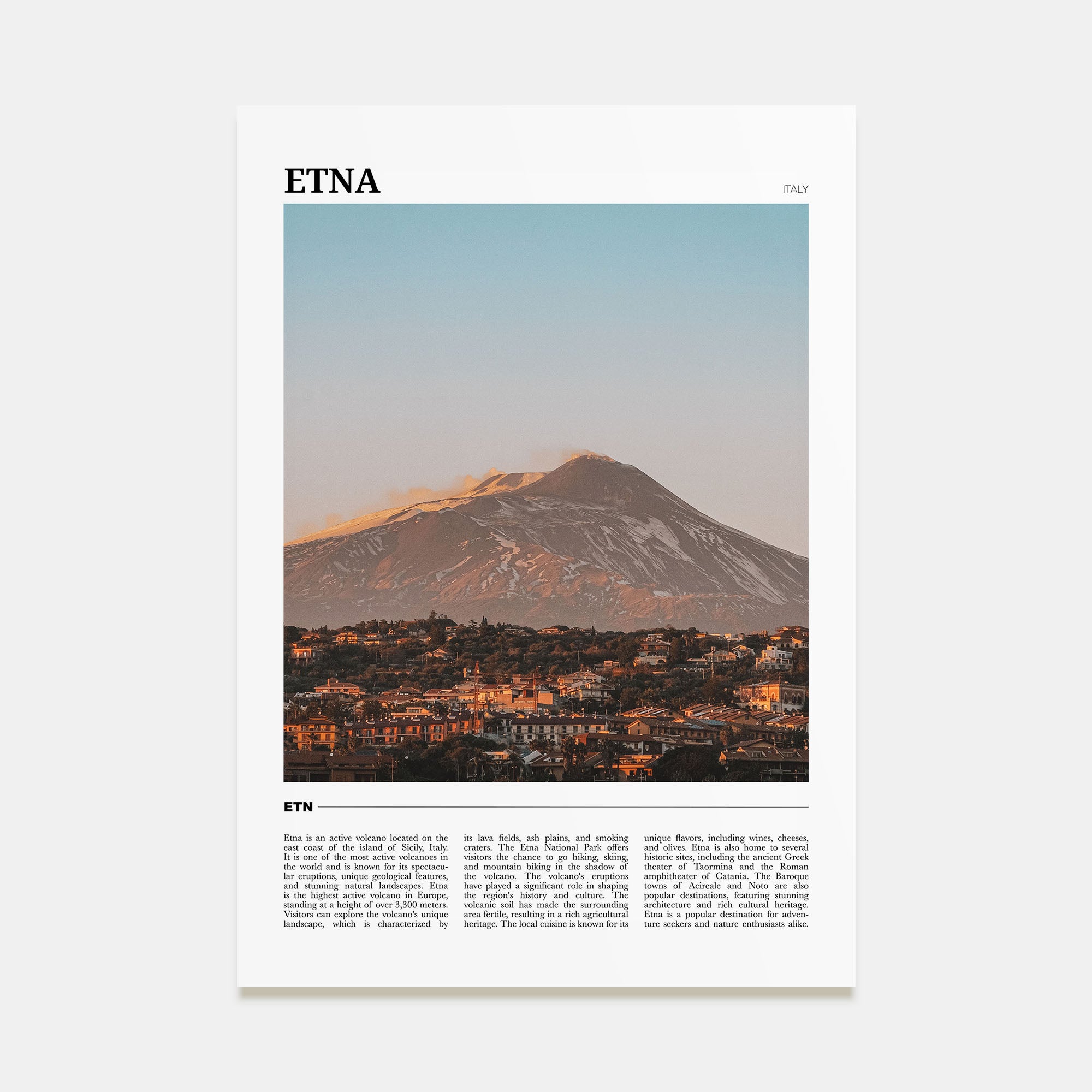 Etna Travel Color Poster