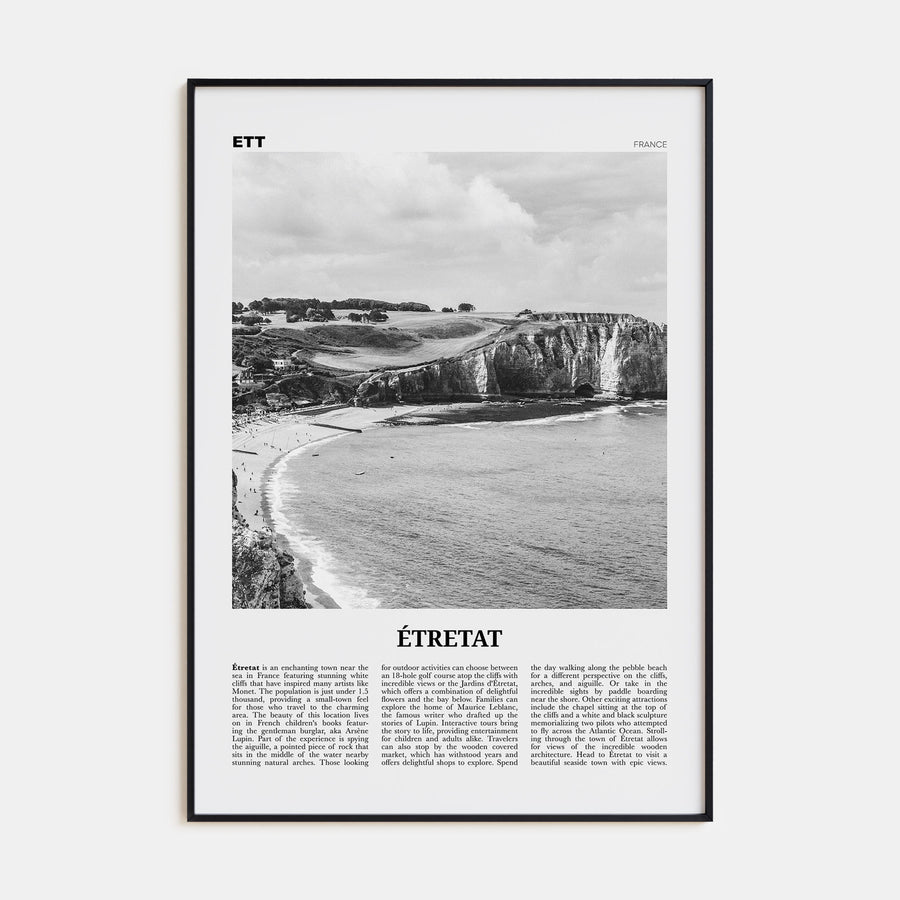 Étretat Travel B&W Poster