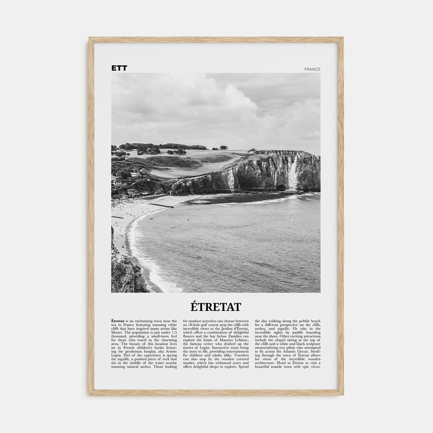 Étretat Travel B&W Poster