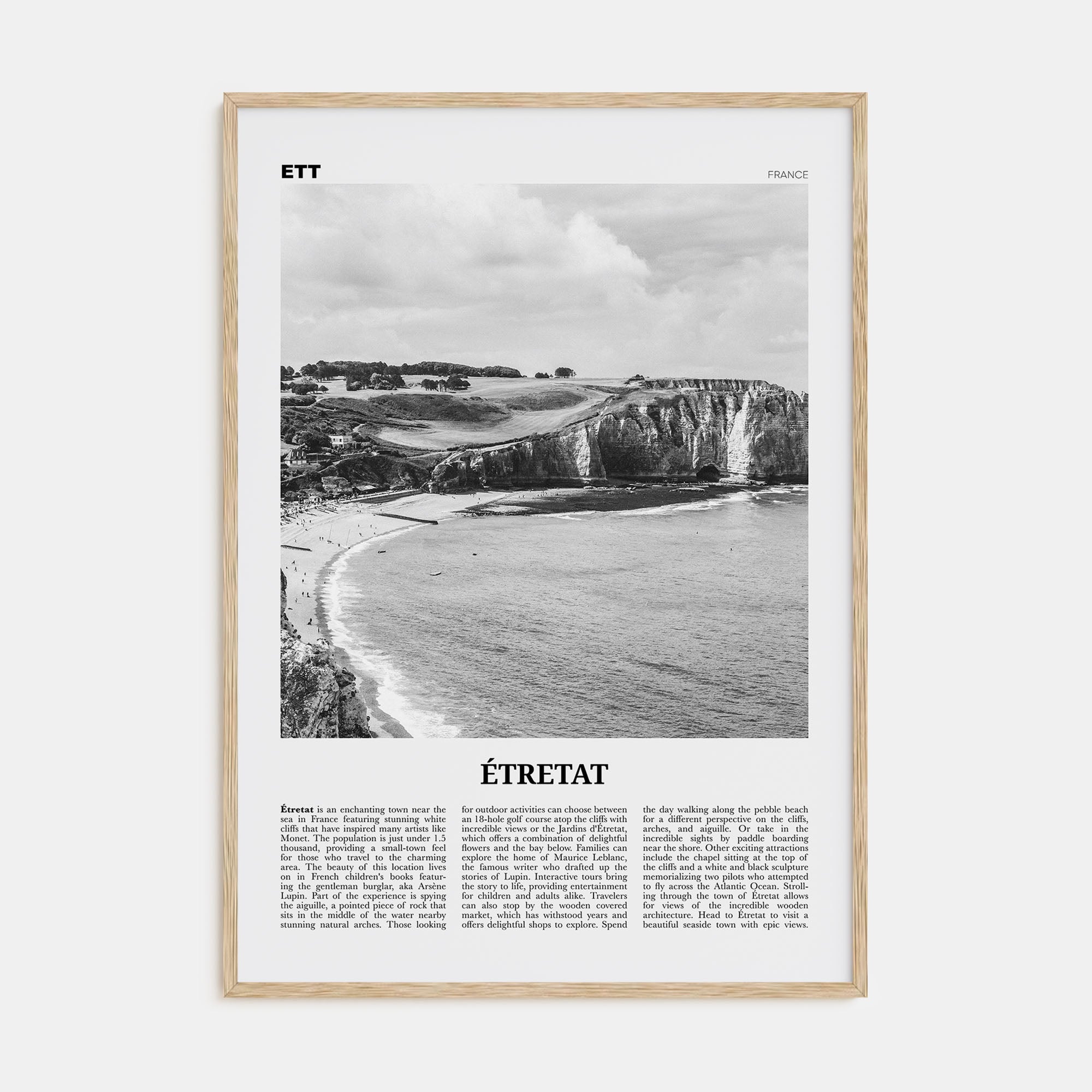 Étretat Travel B&W Poster