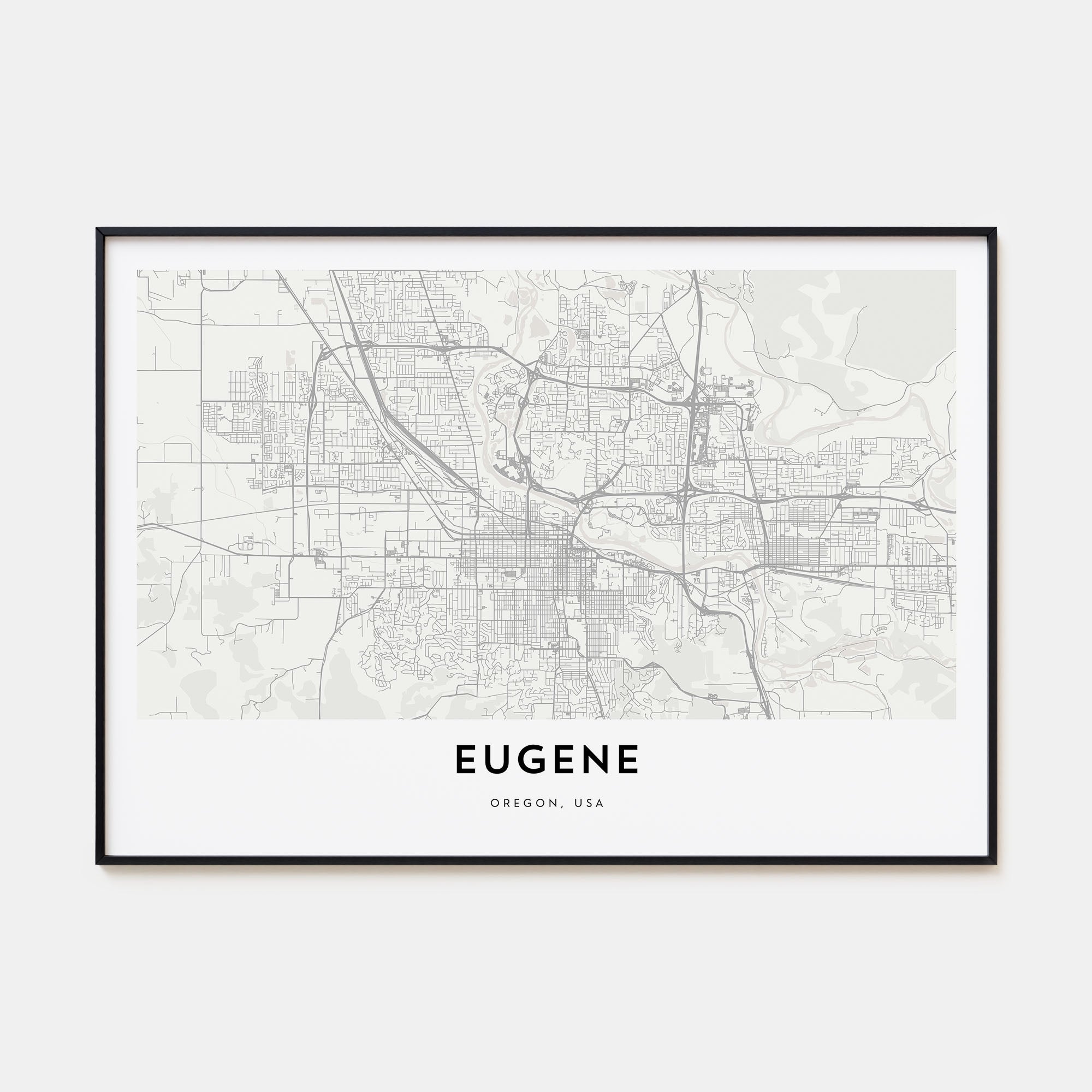 Eugene Map Landscape Poster